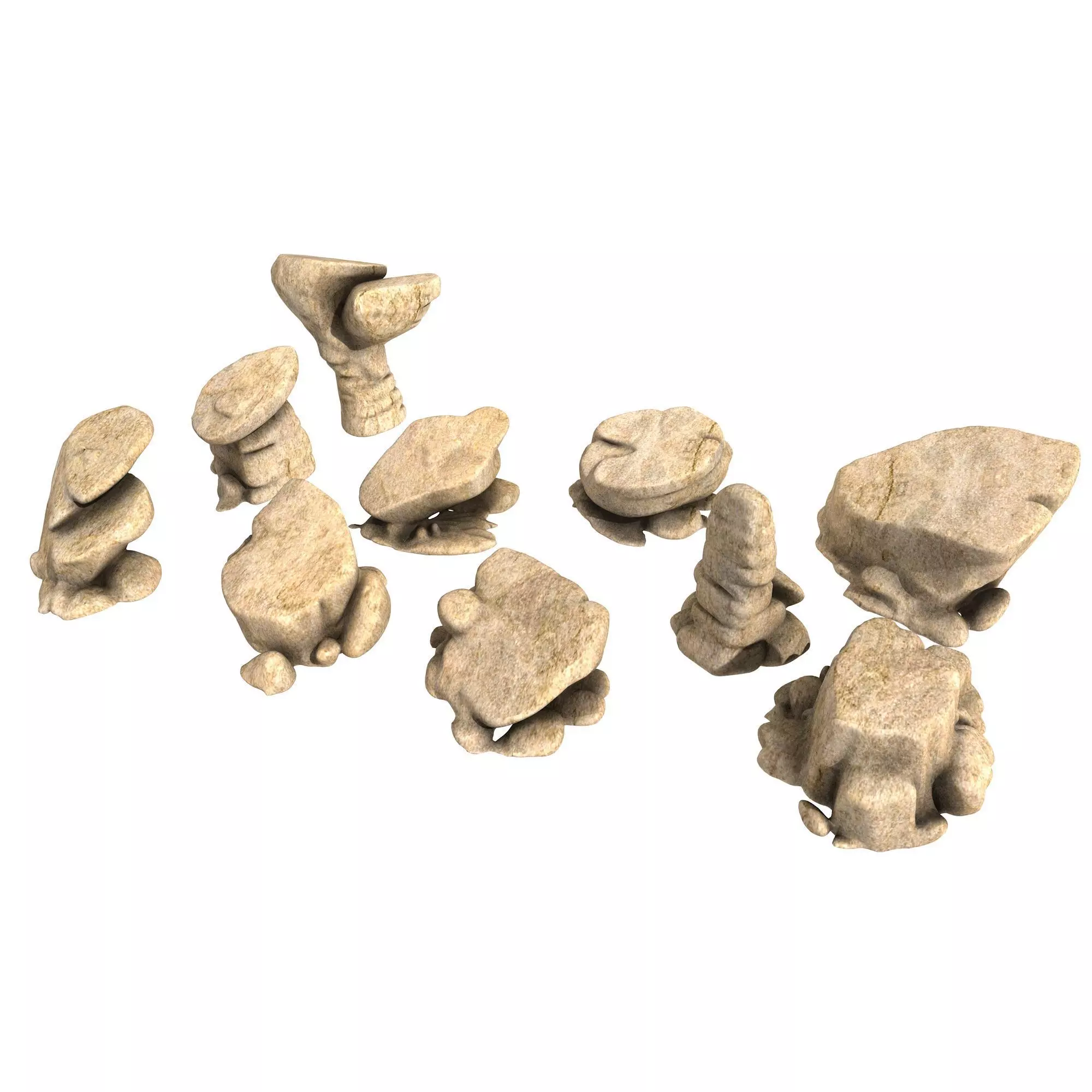 Set of 10 Rocks 3D print model_0