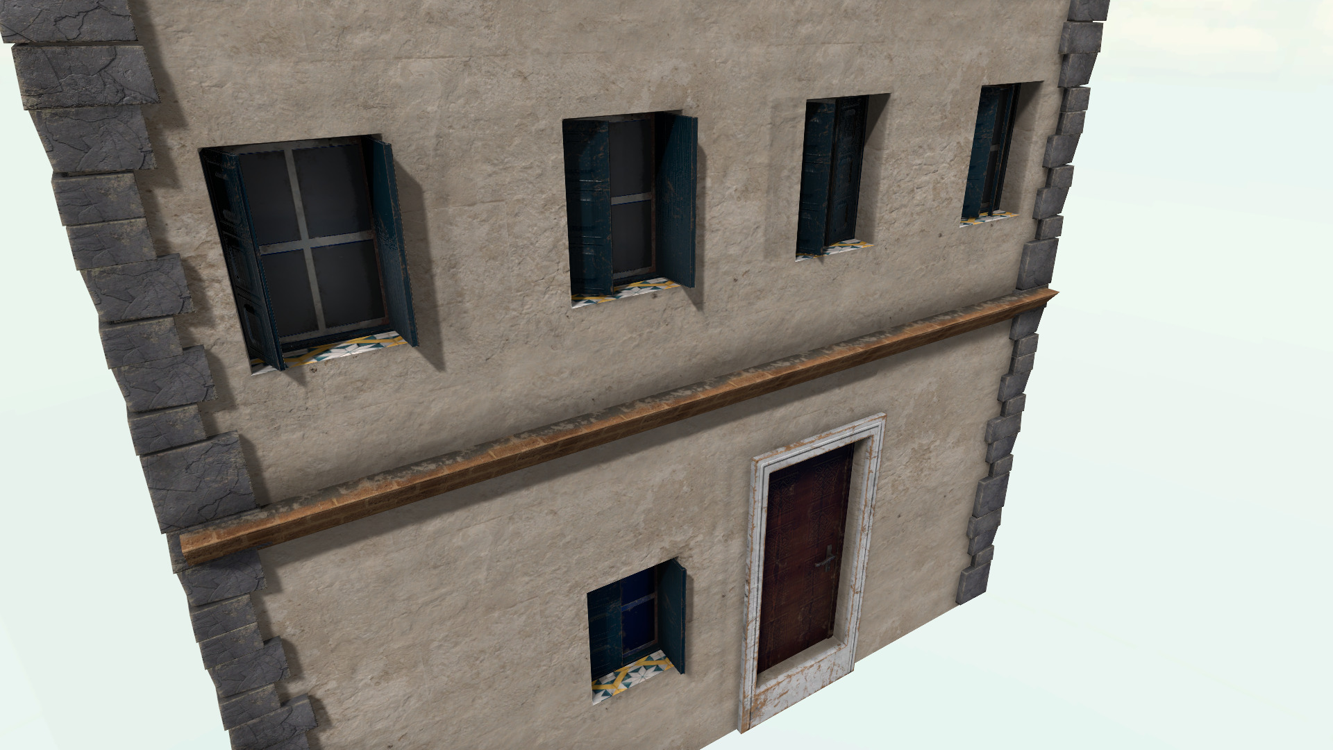 Old High-Quality 3D Colonial House Low-poly 3D model_3