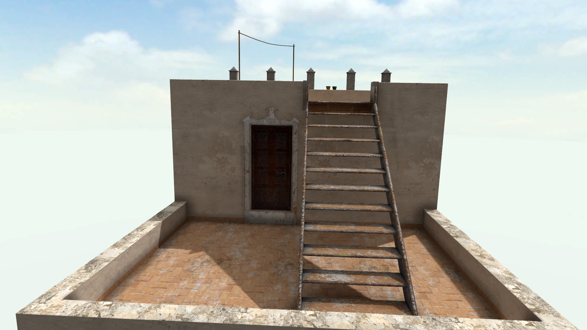 Old High-Quality 3D Colonial House Low-poly 3D model_4