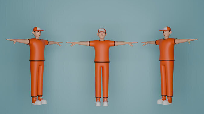 Delivery Man Cartoon Character Low-poly 3D model