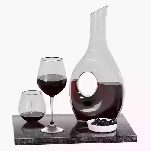 N6 Crystal Glass Wine Decanter with Glasses 3D model
