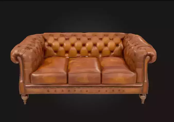 Vintage Leather Sofa  Timeless Comfort with Rustic Charm