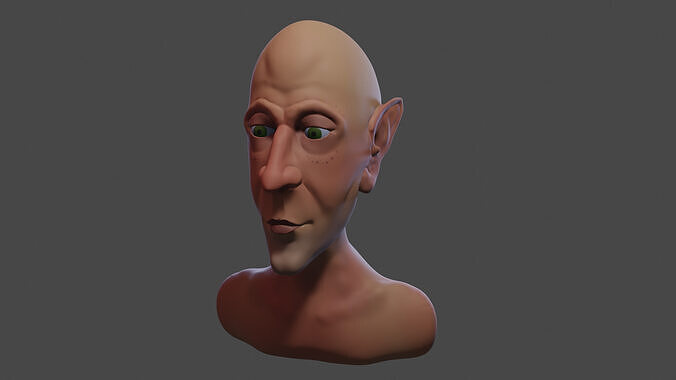 Ultra-Realistic Bald Male Head High-Res with Detailed Textures 3D model