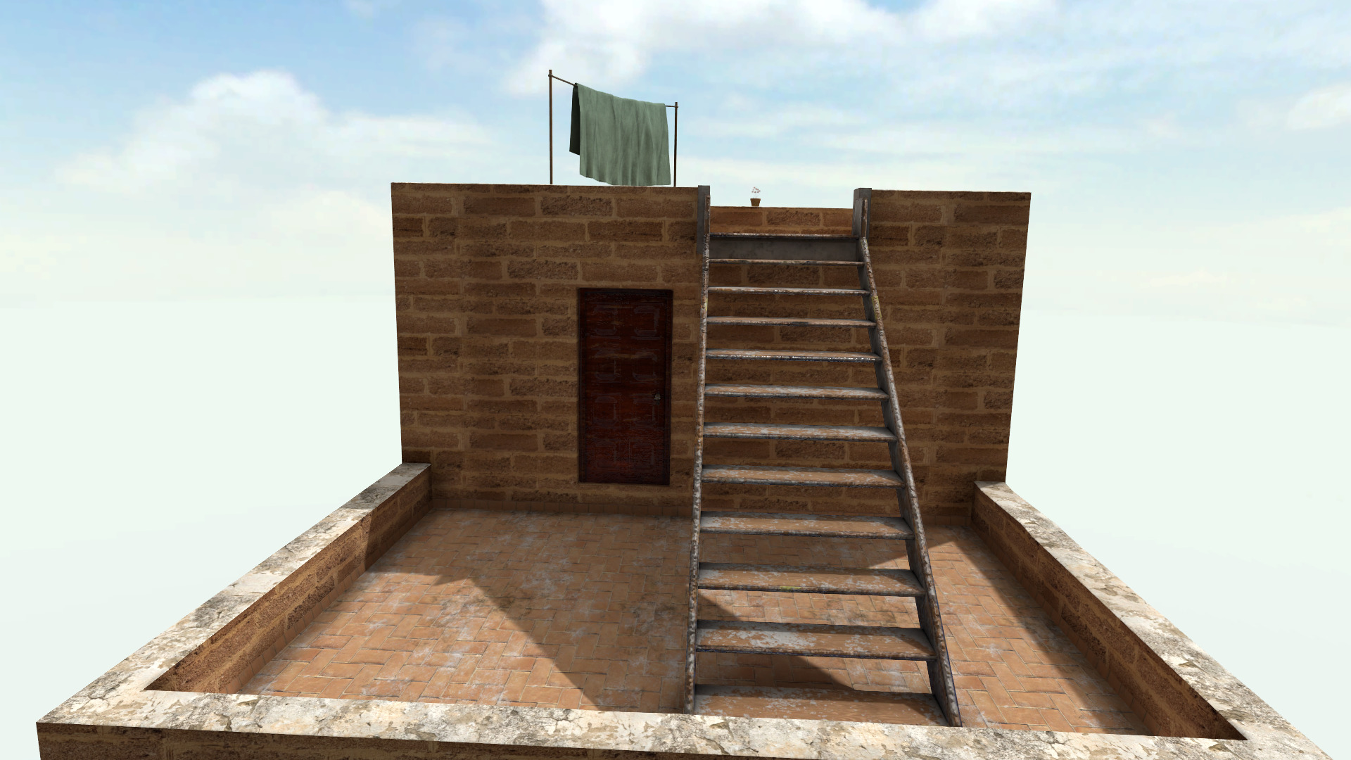 Old High-Quality 3D Colonial House Low-poly 3D model_1