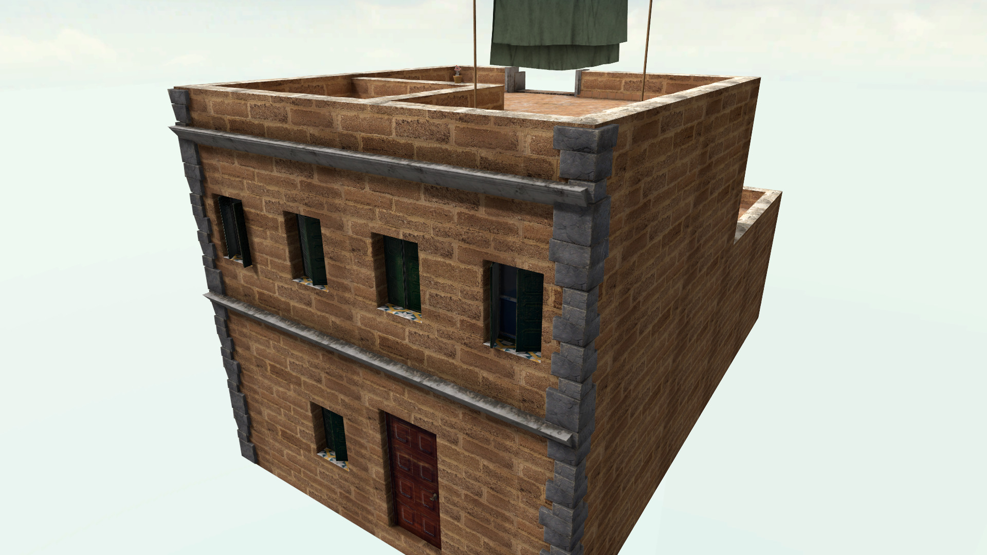 Old High-Quality 3D Colonial House Low-poly 3D model_2