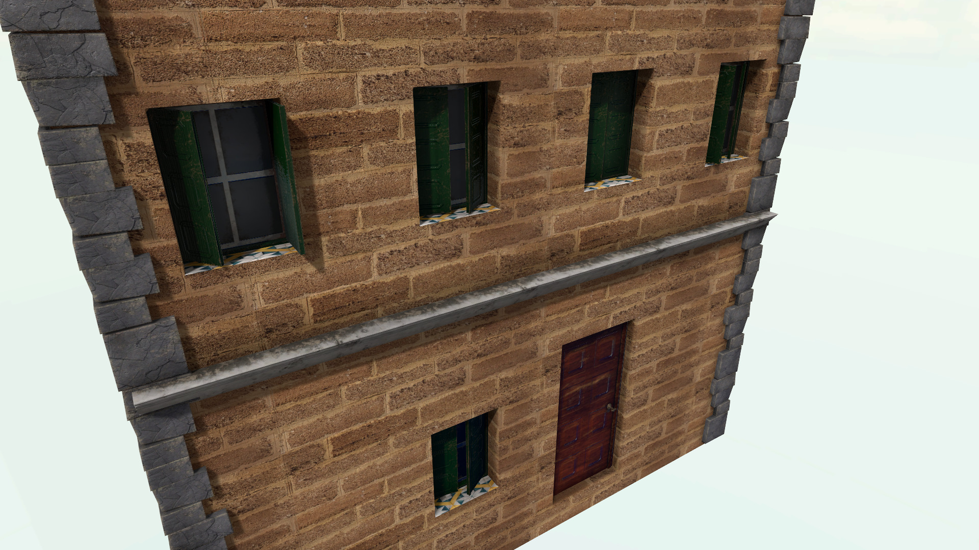 Old High-Quality 3D Colonial House Low-poly 3D model_3