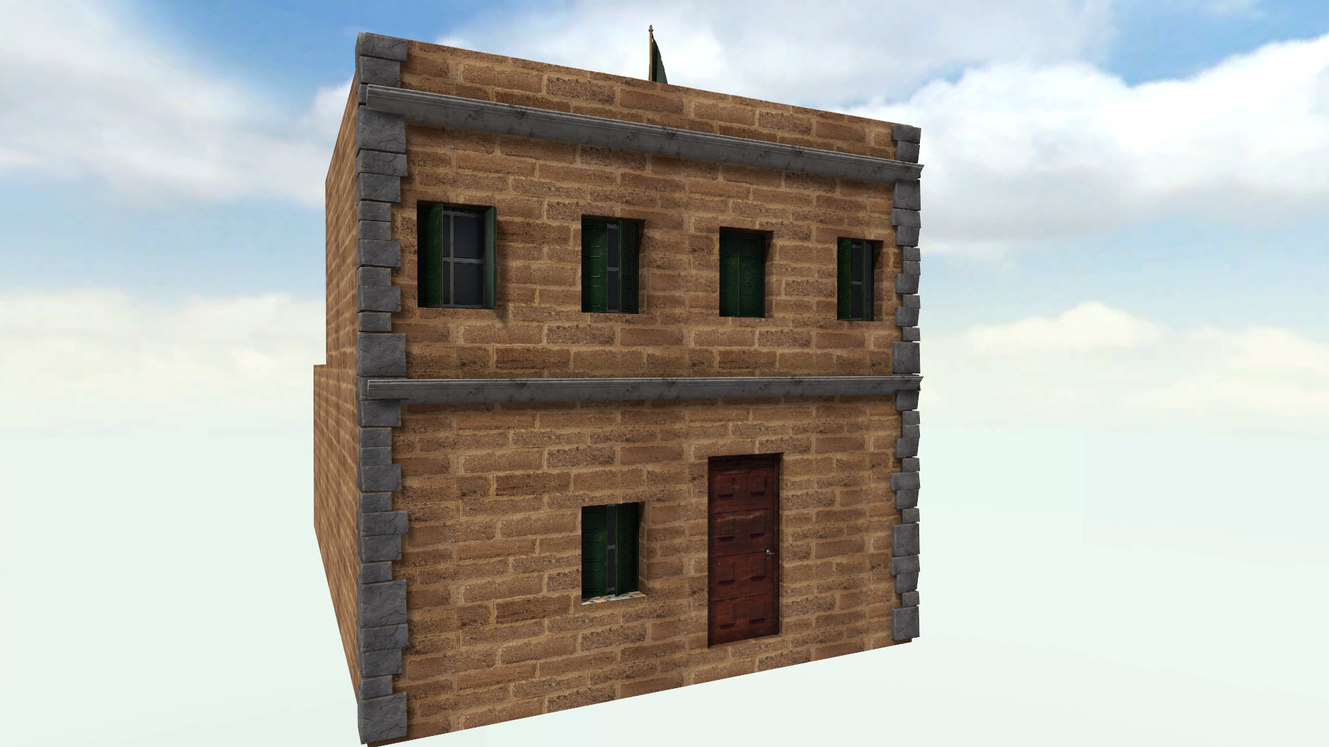Old High-Quality 3D Colonial House Low-poly 3D model_5