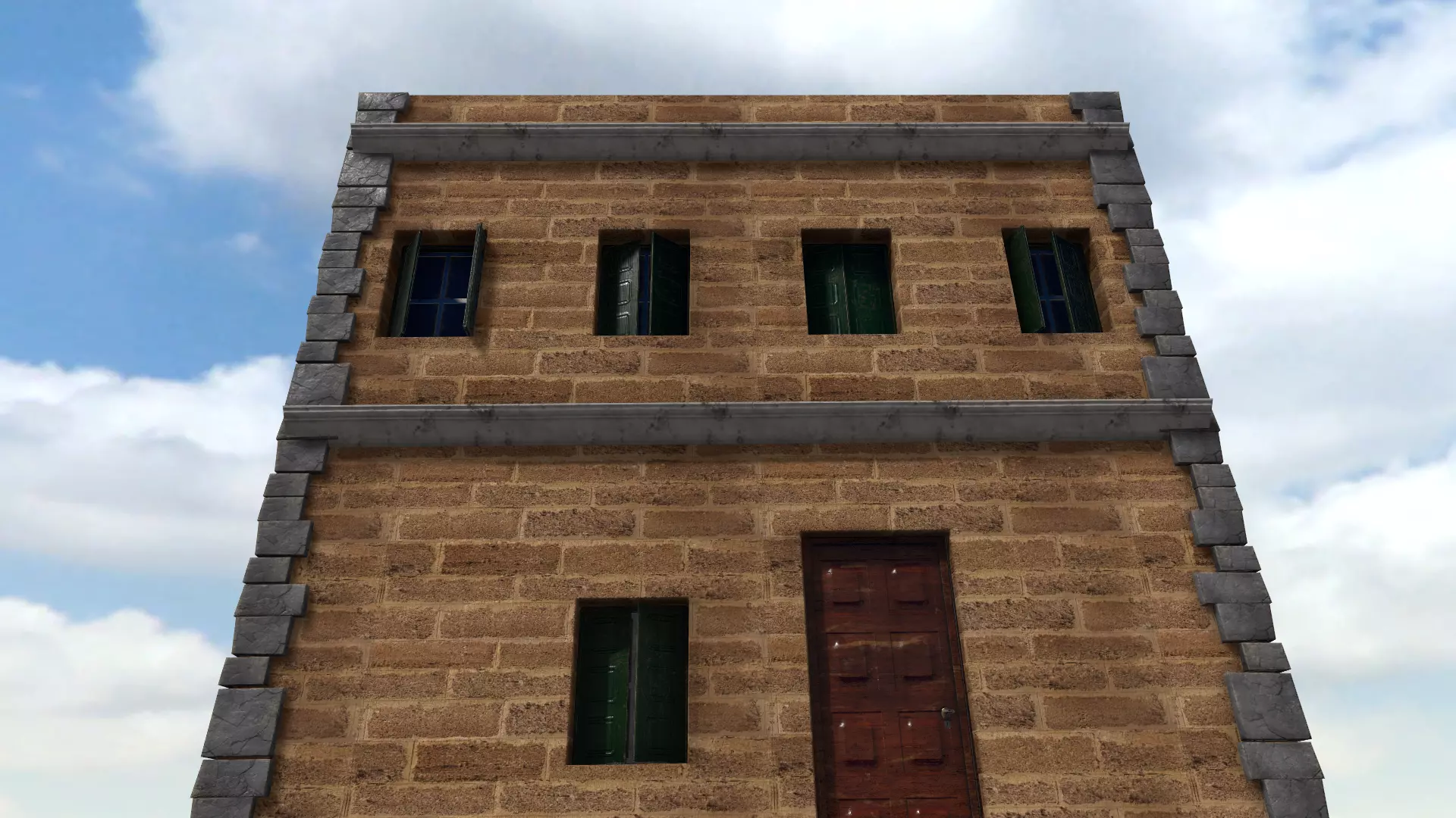 Old High-Quality 3D Colonial House Low-poly 3D model_0