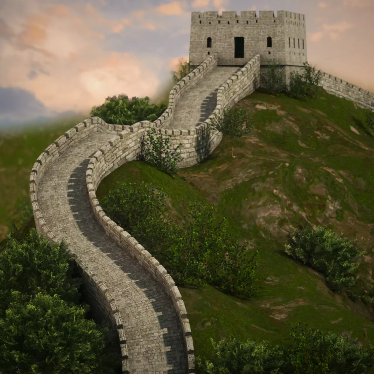 Great Wall of China 3D model_0