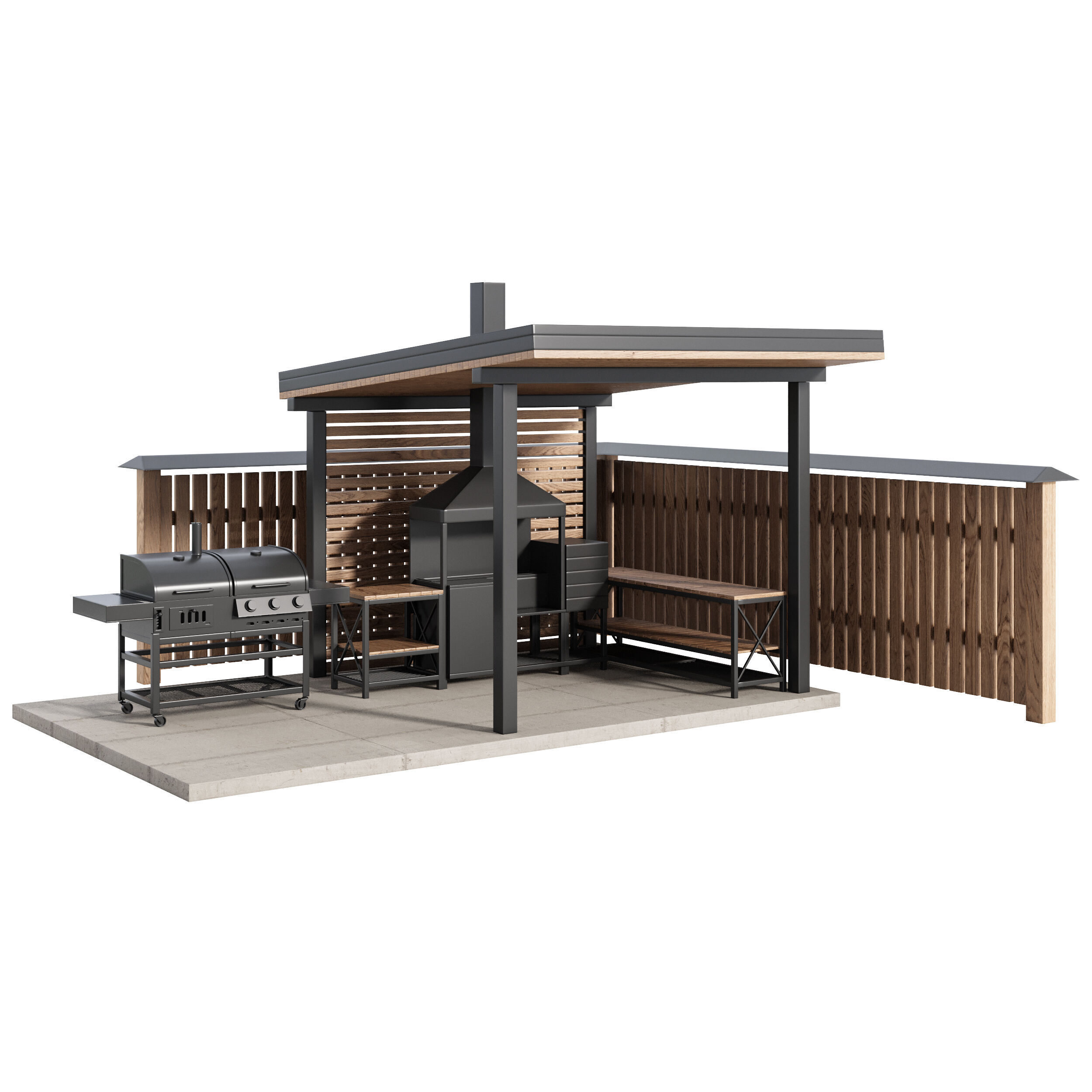 Modern Outdoor Kitchen 24 3D model_1