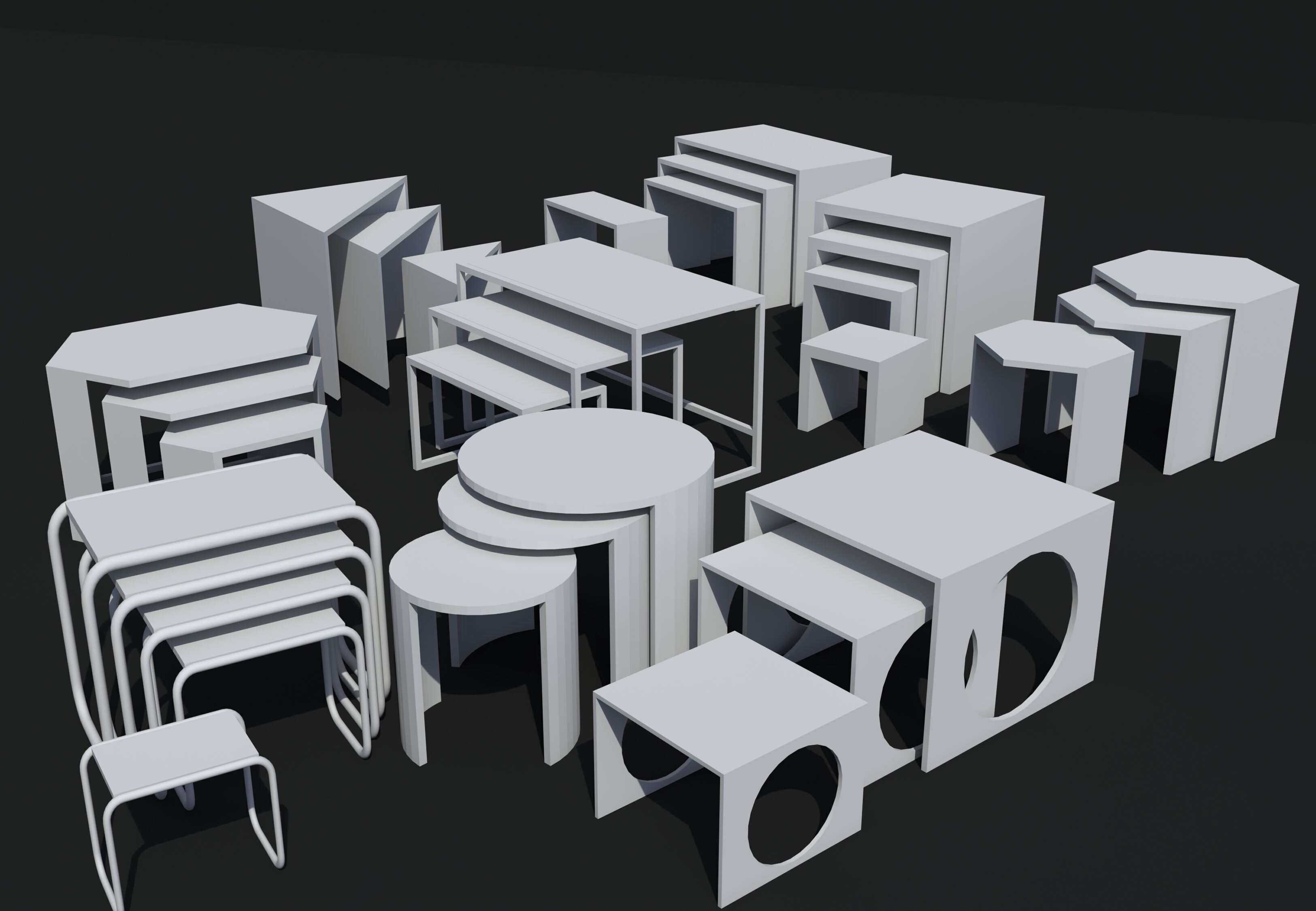 Free 31 Coffee Tables - 9 sets Free low-poly 3D model_1