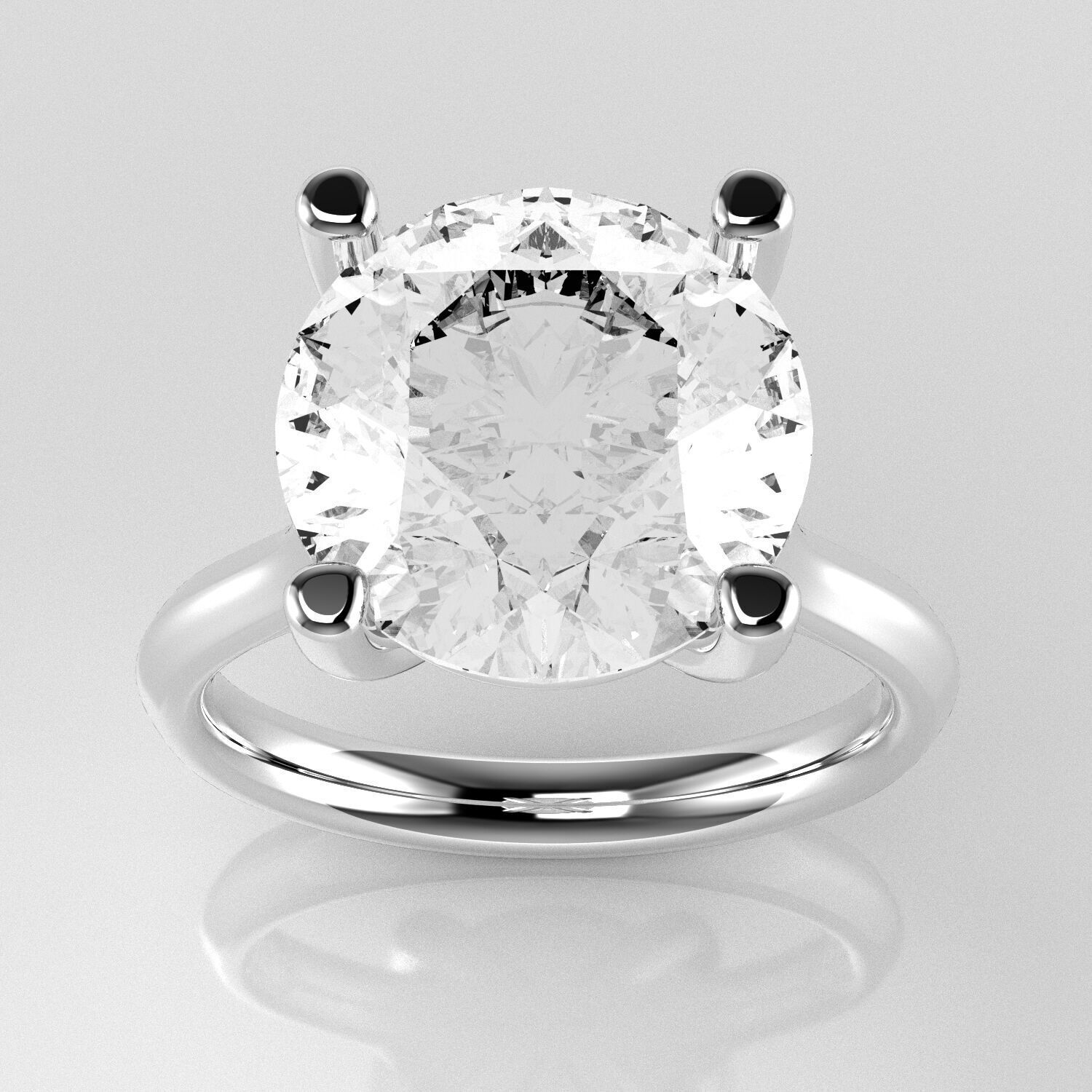 Classic Shoulder Solitaire Ring - Round 11-7 mm - 600 ct points 3D print model_1