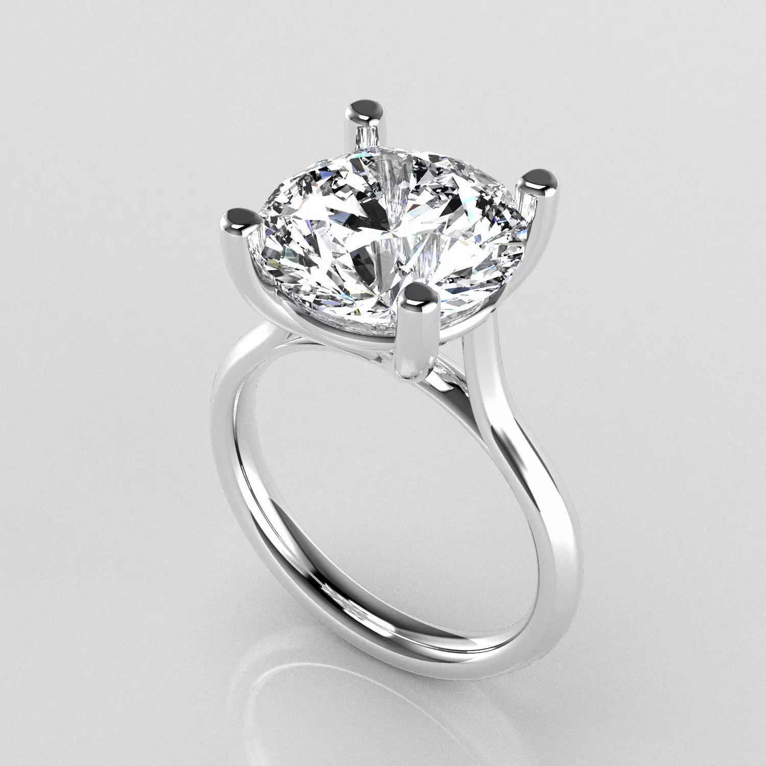 Classic Shoulder Solitaire Ring - Round 11-7 mm - 600 ct points 3D print model_0
