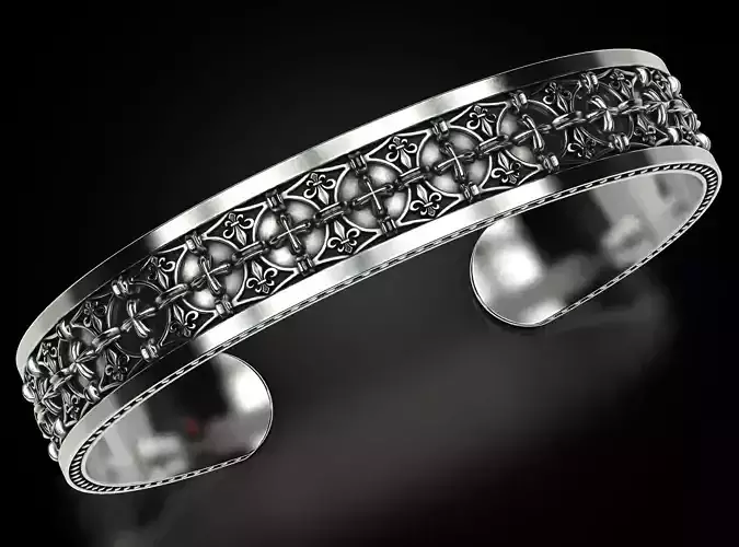 Mens bracelet in silver with skulls 778 3D print model