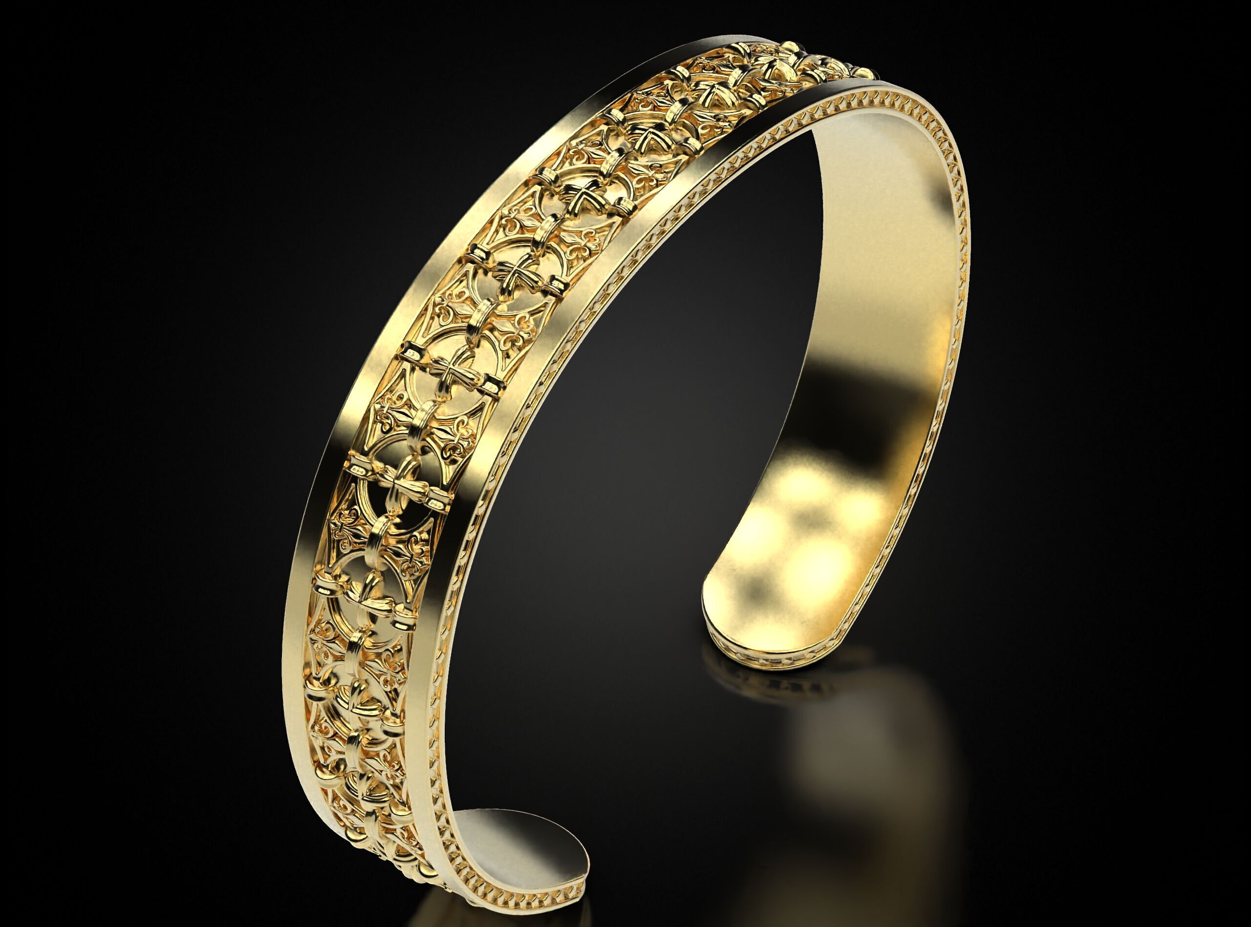 Mens bracelet in silver with skulls 778 3D print model_5