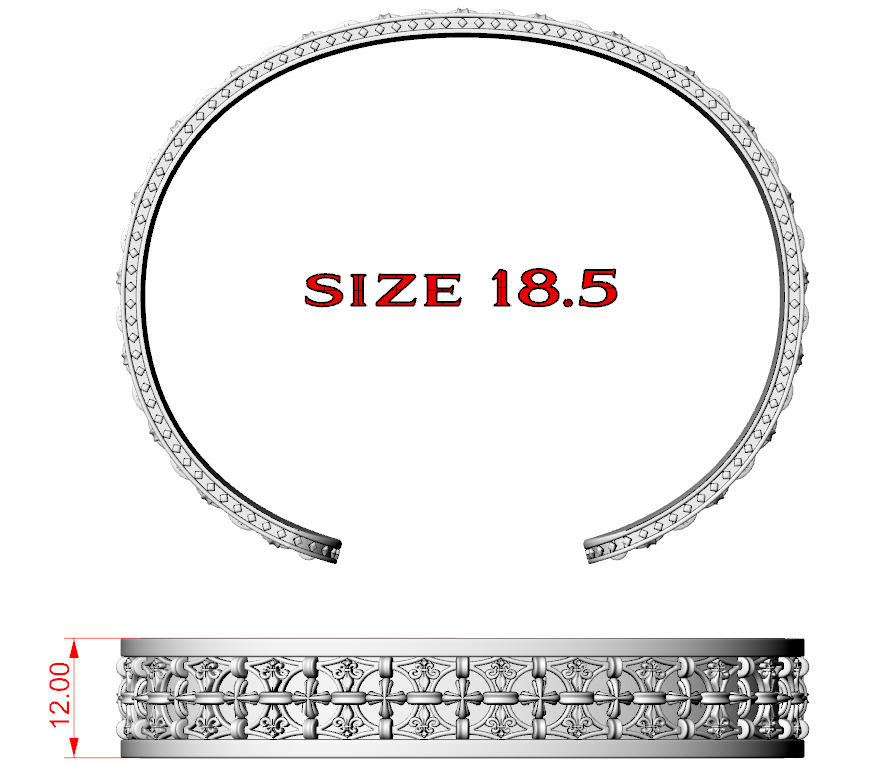 Mens bracelet in silver with skulls 778 3D print model_10