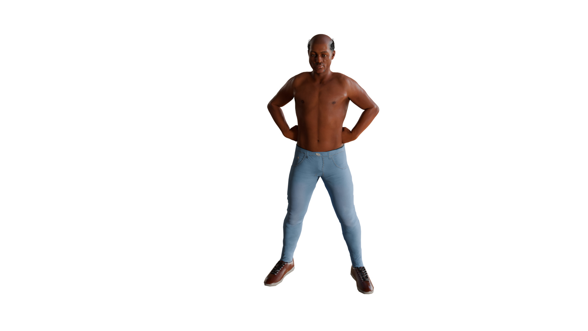 bald dark-skinned man 3D model_2