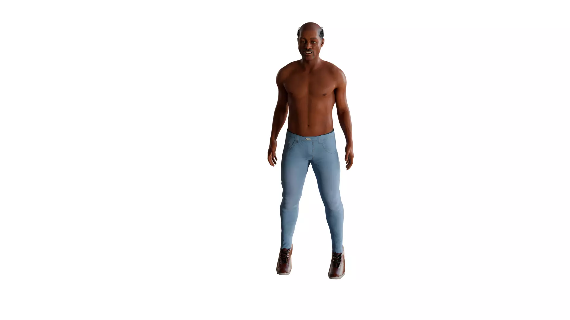 bald dark-skinned man 3D model_0