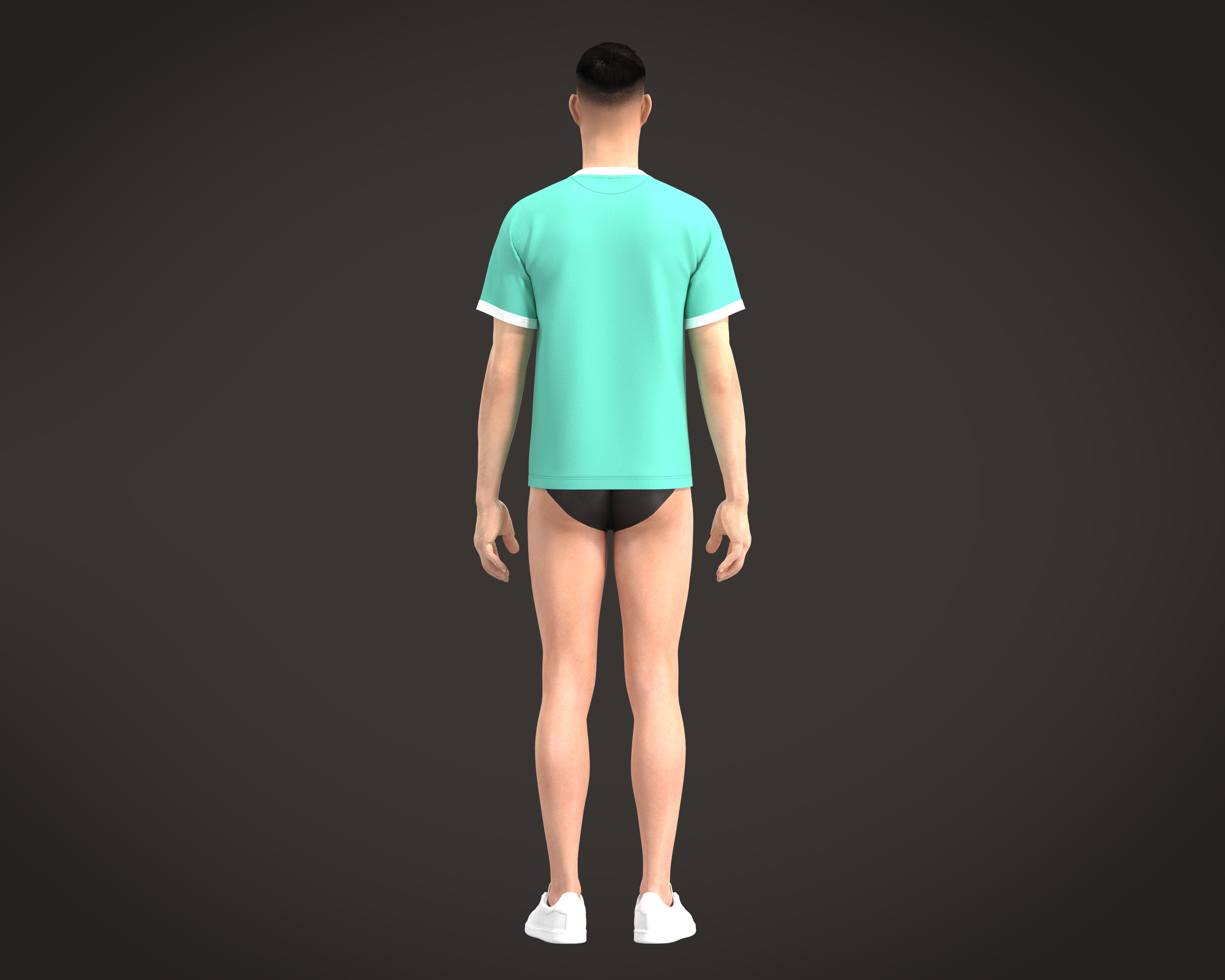 Mens Pant with elastic waist and detailing 3D model_12