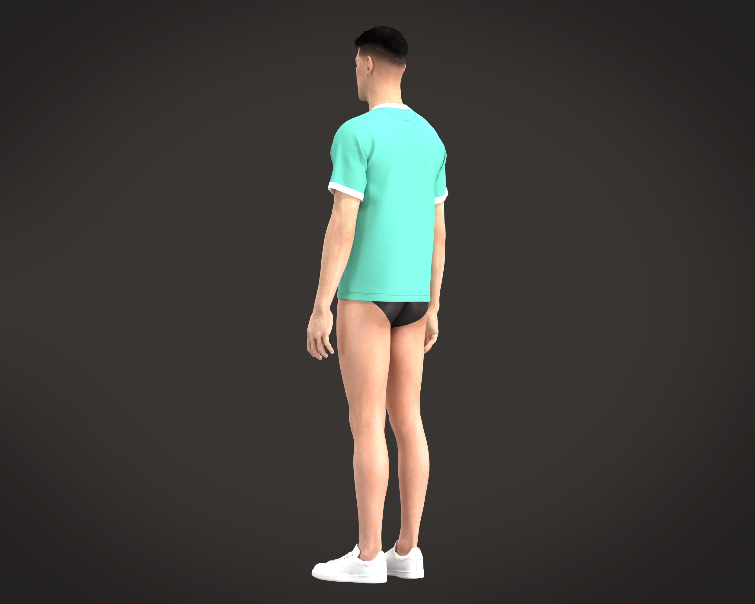 Mens Pant with elastic waist and detailing 3D model_13