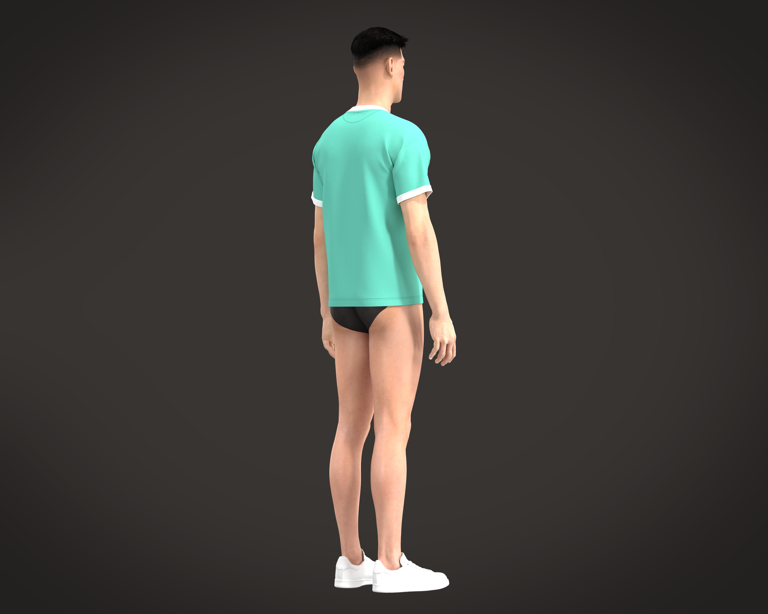 Mens Pant with elastic waist and detailing 3D model_11