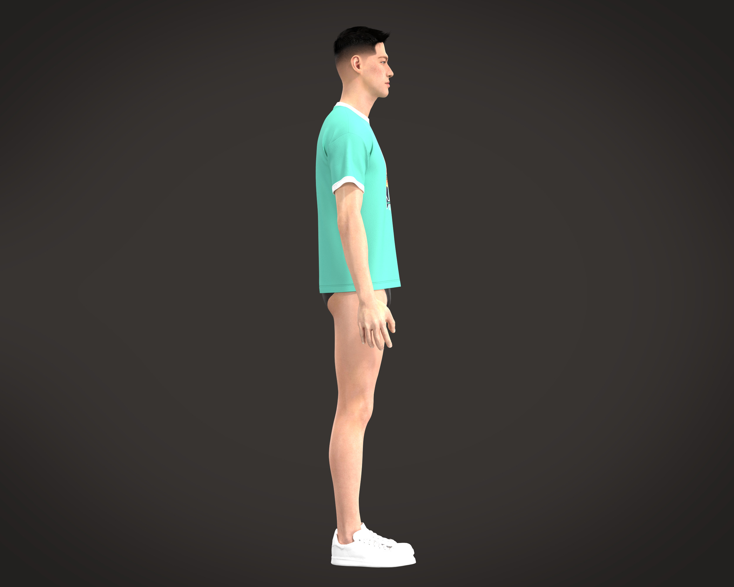 Mens Pant with elastic waist and detailing 3D model_10