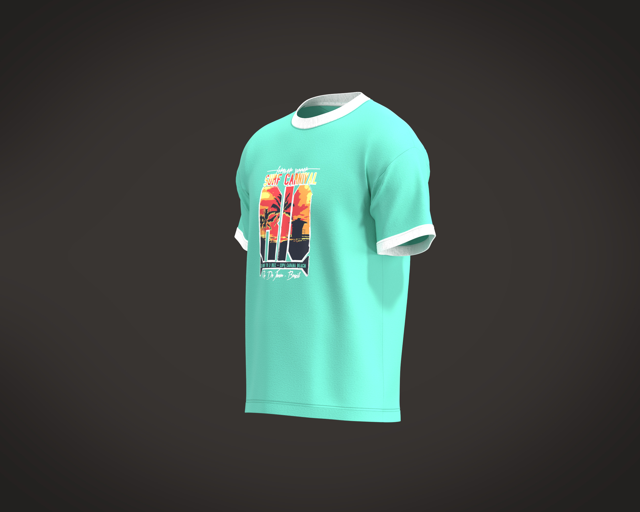 Mens Pant with elastic waist and detailing 3D model_7