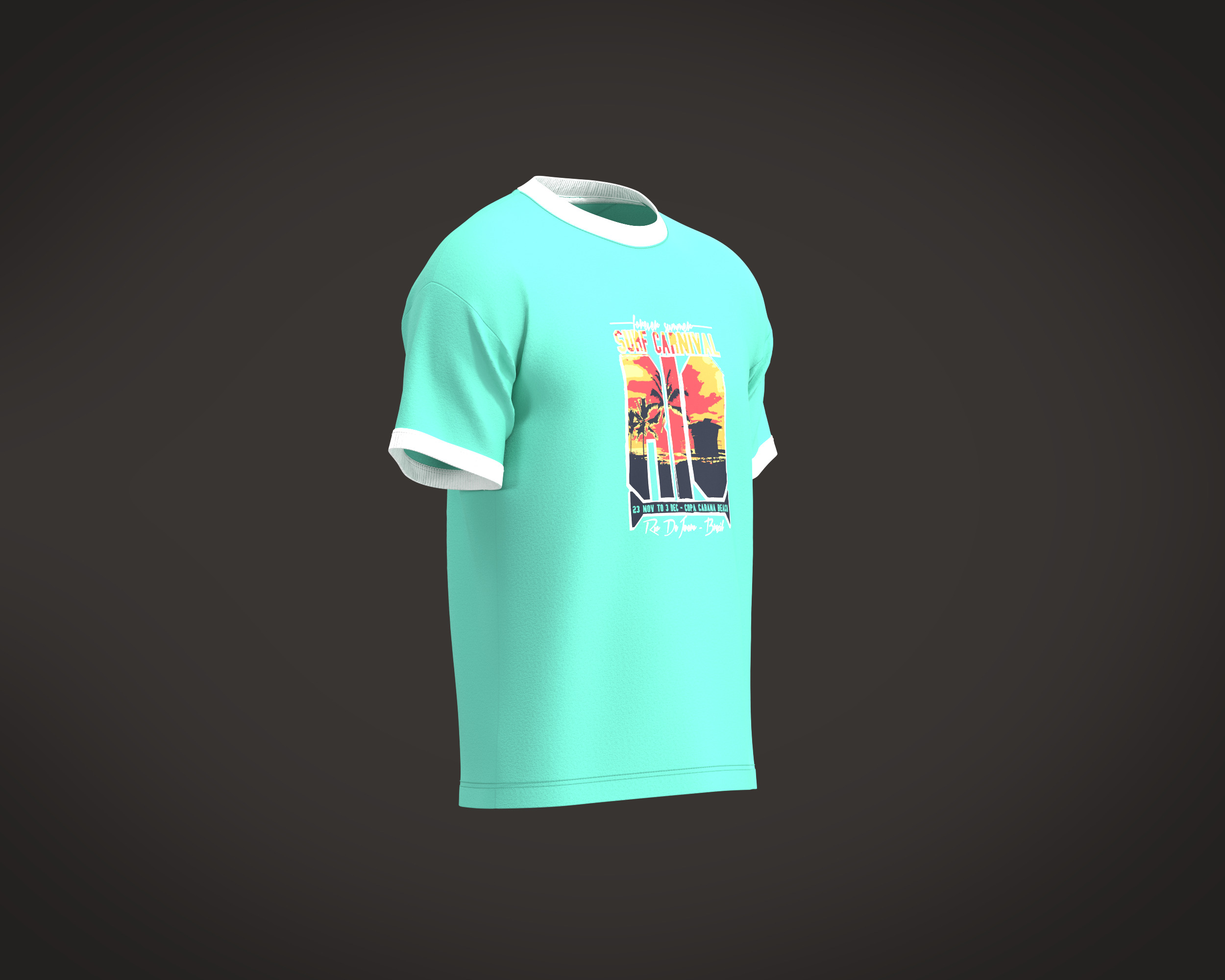 Mens Pant with elastic waist and detailing 3D model_1