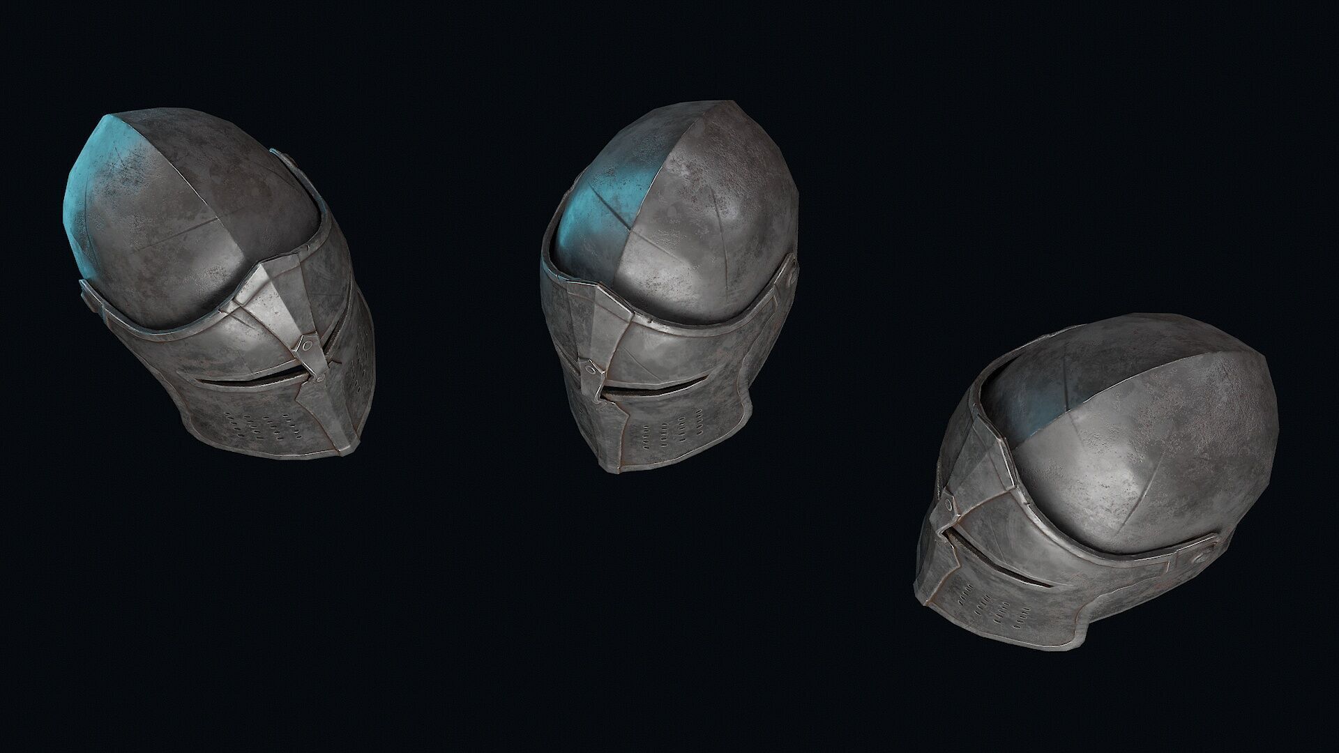 Medieval Iron Helmet Low-poly 3D model_4