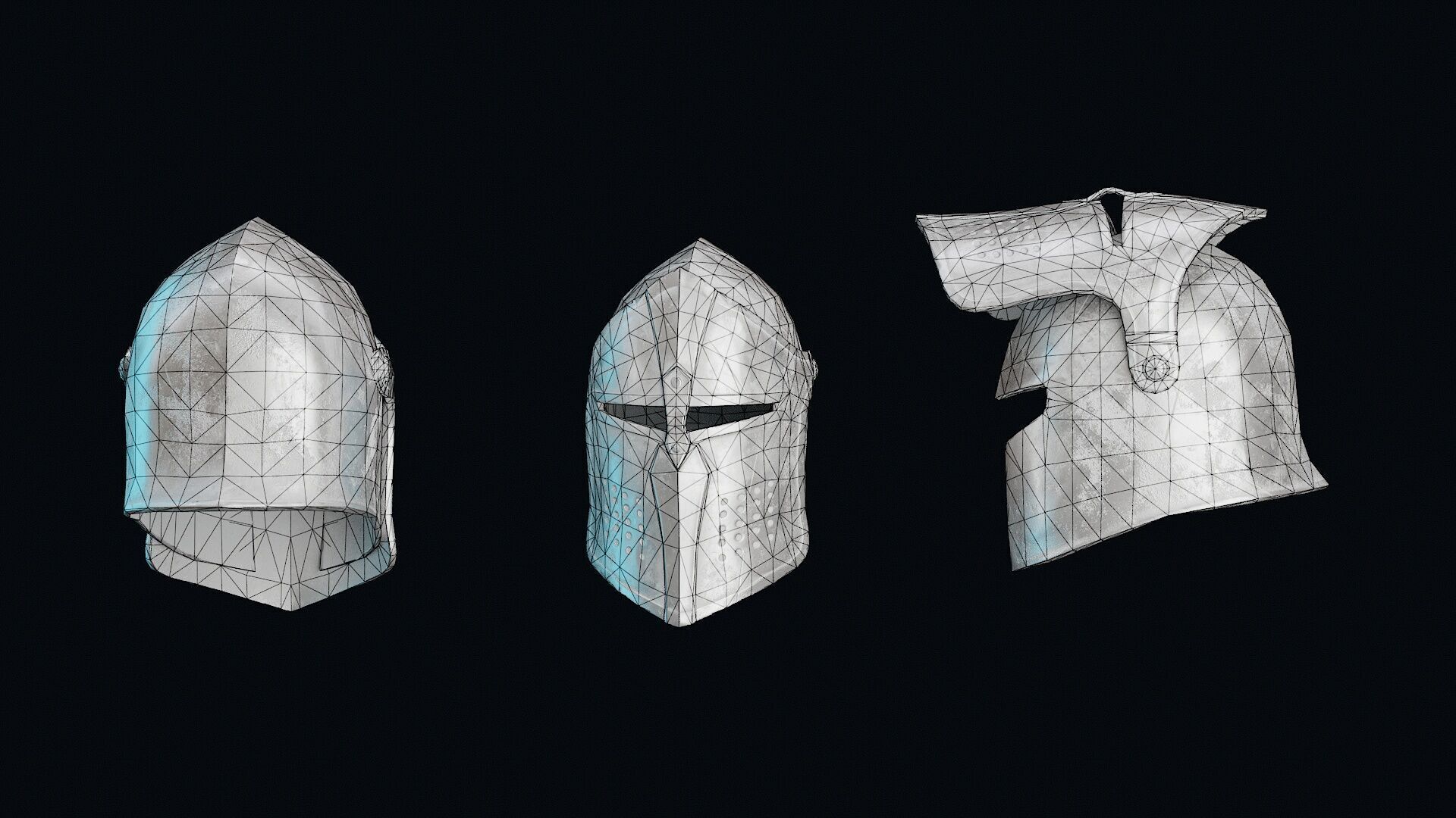 Medieval Iron Helmet Low-poly 3D model_7