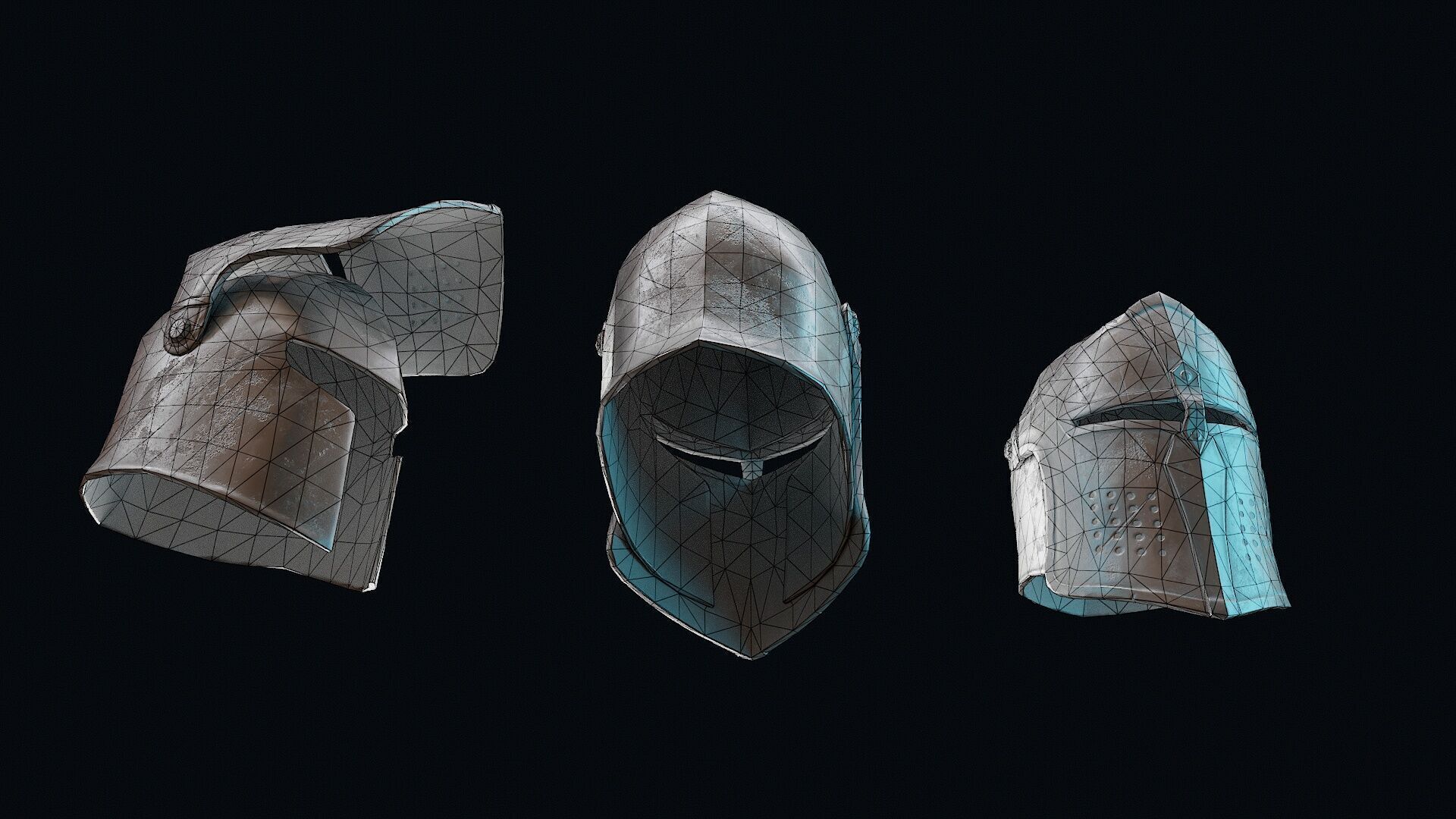 Medieval Iron Helmet Low-poly 3D model_8