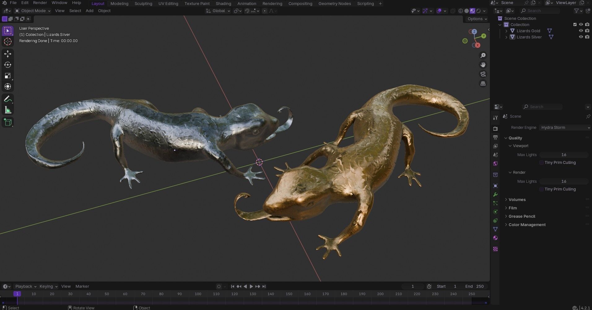 Lizards  Artifact  Gold And Silver Low-poly 3D model_17