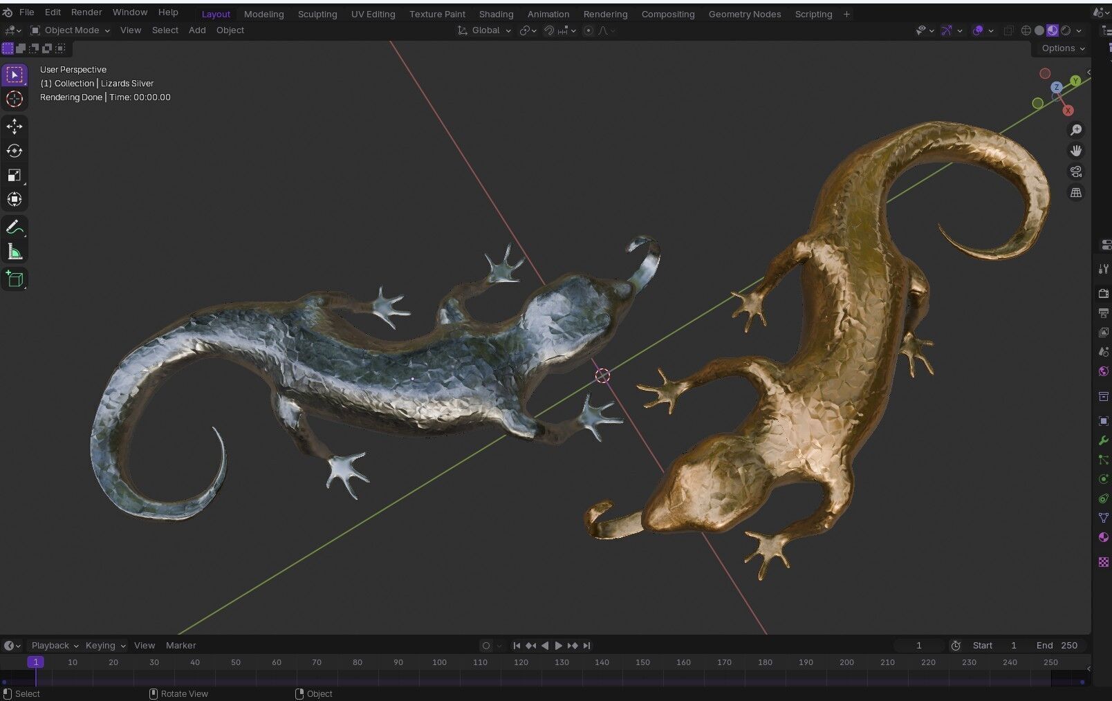 Lizards  Artifact  Gold And Silver Low-poly 3D model_19