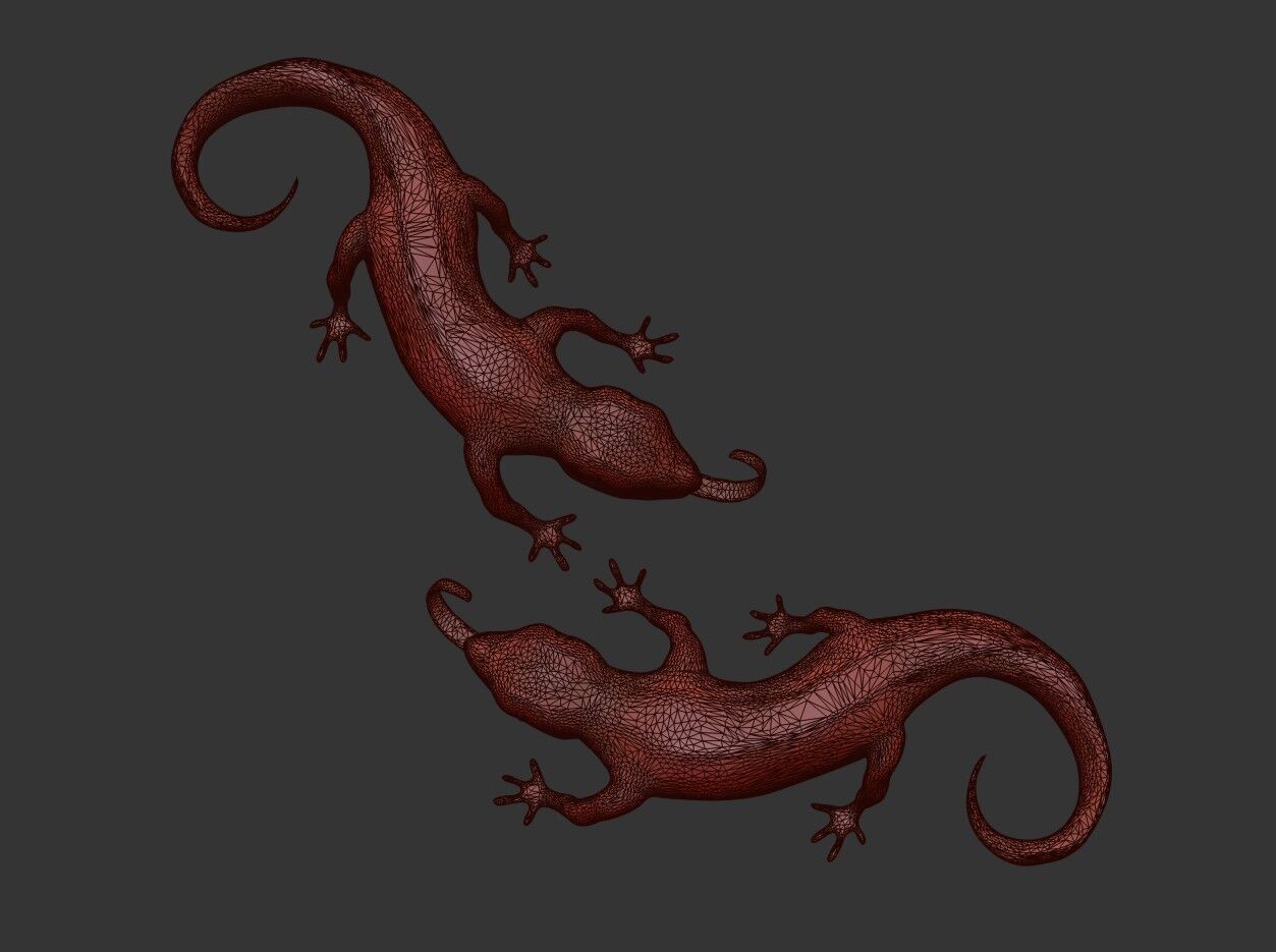 Lizards  Artifact  Gold And Silver Low-poly 3D model_21