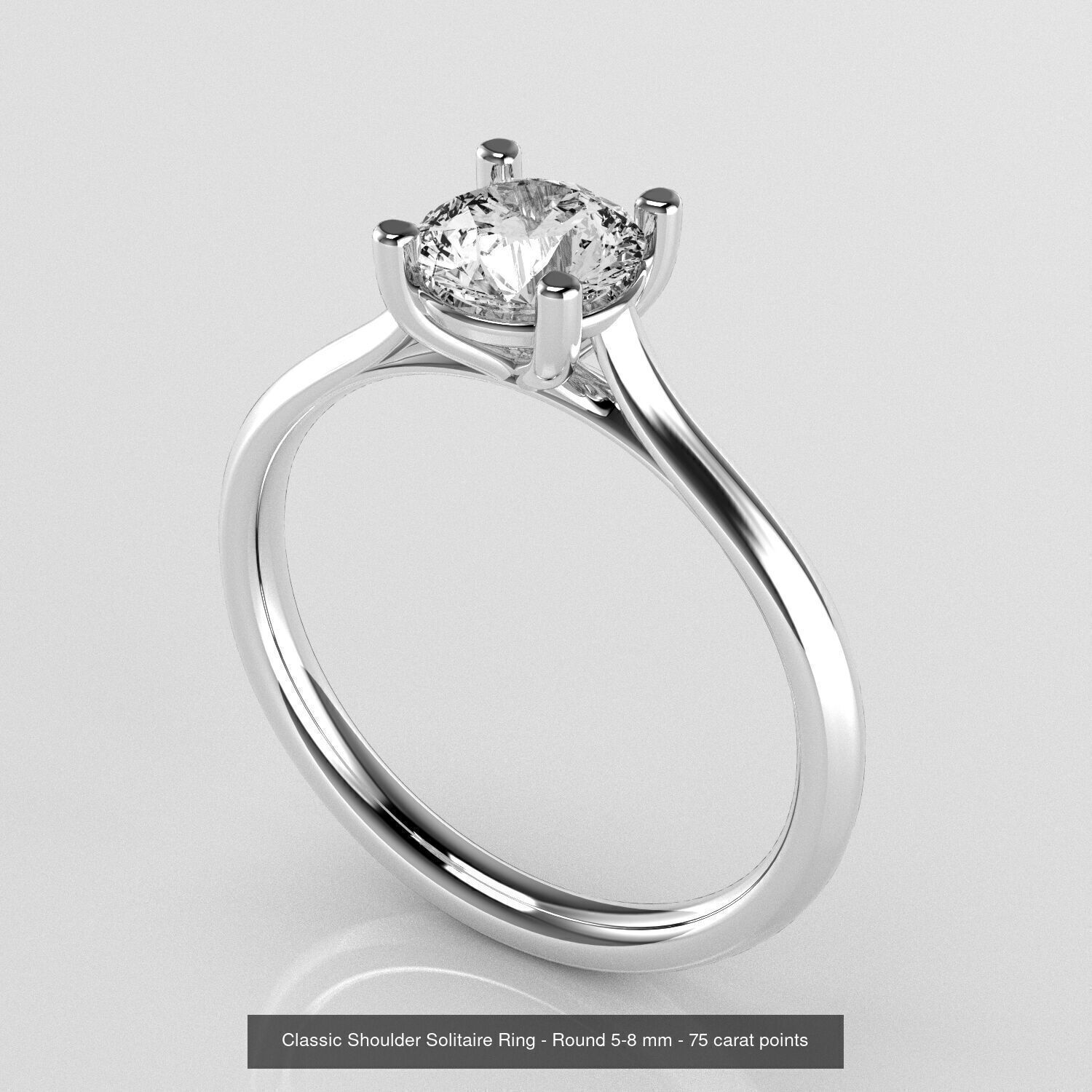 Classic Shoulder Solitaires - Round Stone 3D Model Collection _4