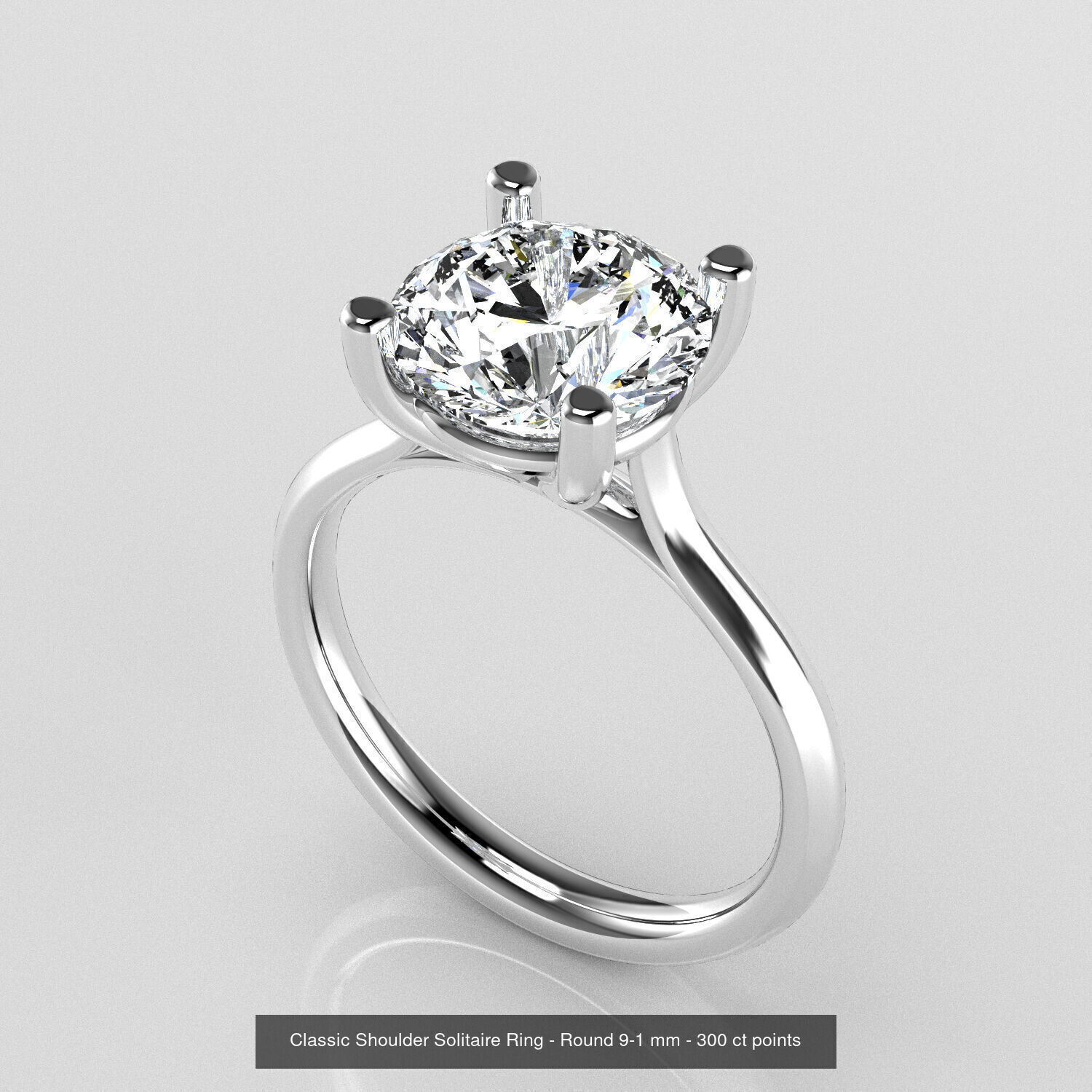 Classic Shoulder Solitaires - Round Stone 3D Model Collection _8