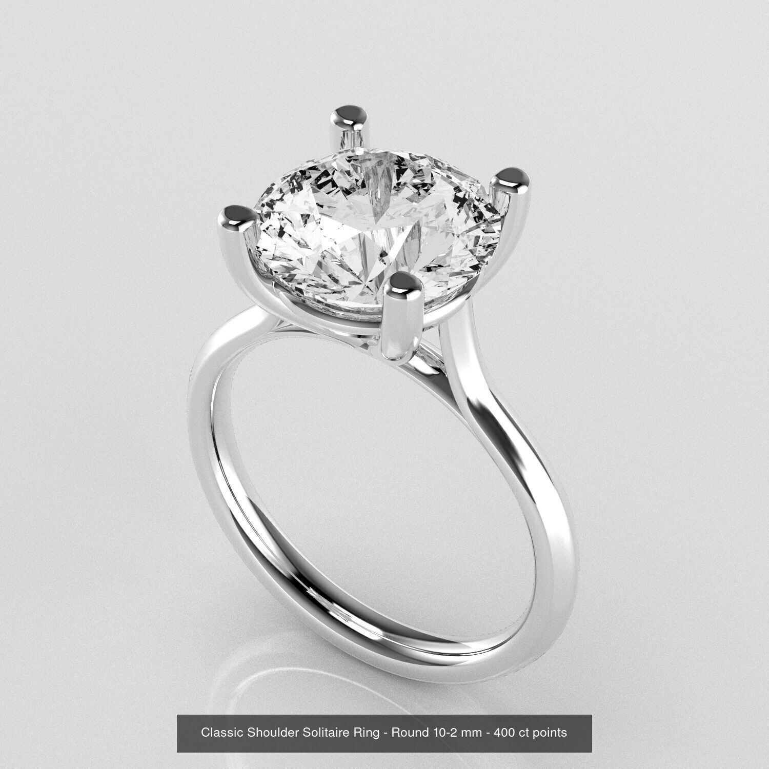 Classic Shoulder Solitaires - Round Stone 3D Model Collection _9