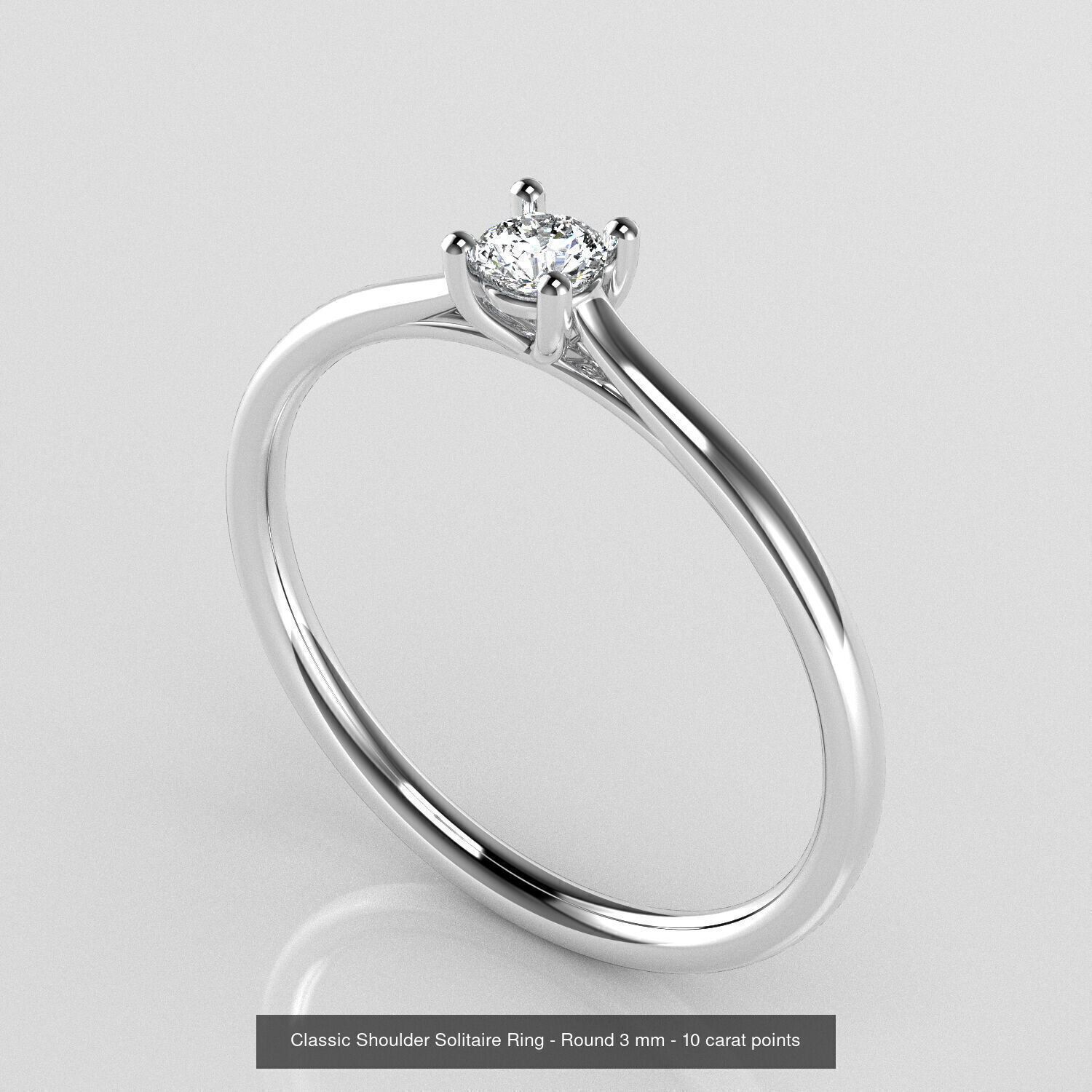 Classic Shoulder Solitaires - Round Stone 3D Model Collection _1