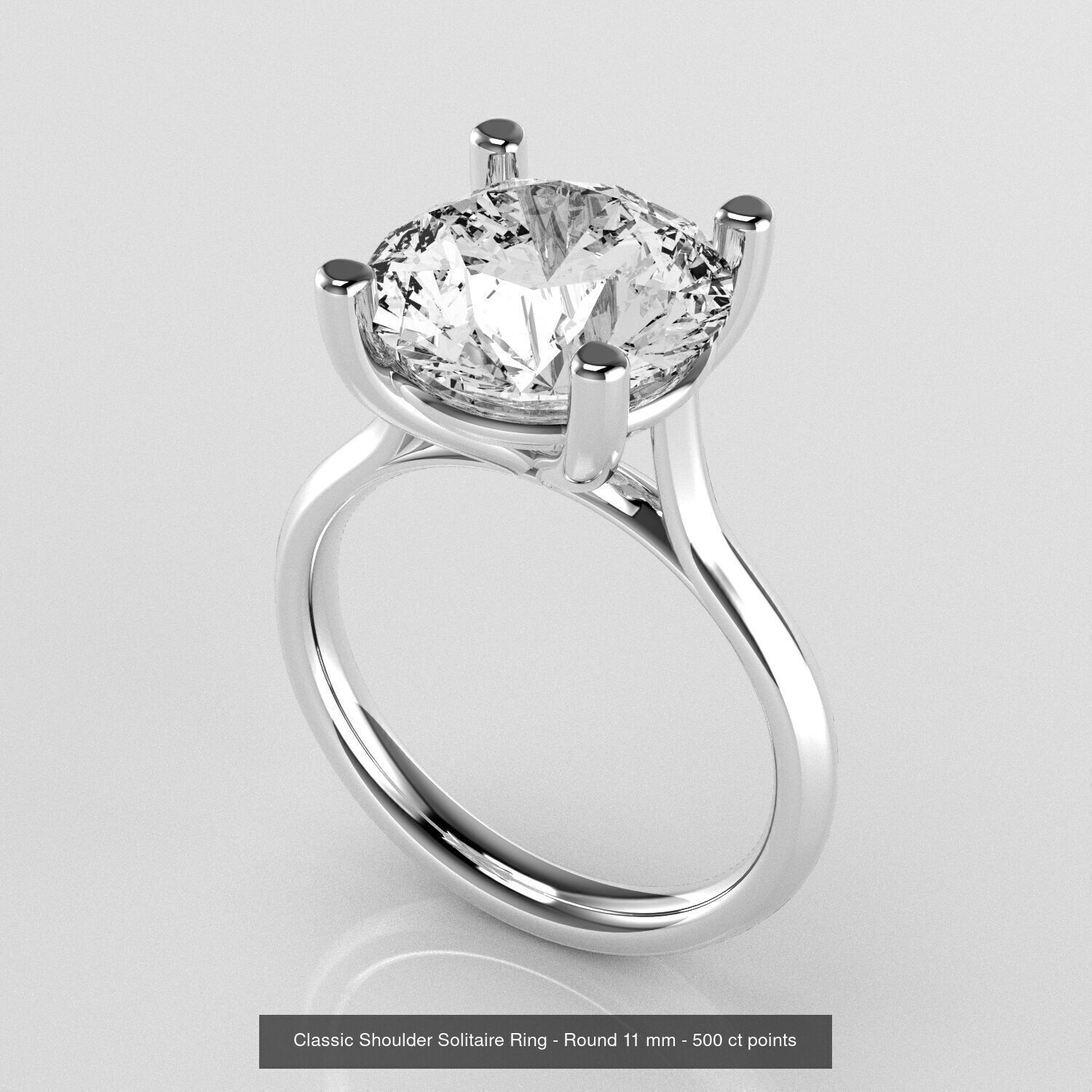 Classic Shoulder Solitaires - Round Stone 3D Model Collection _10