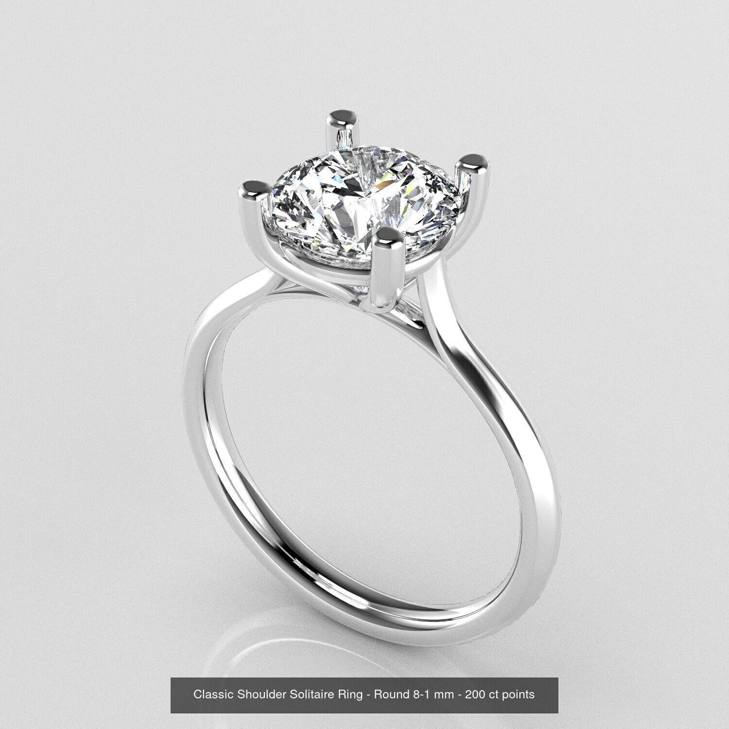 Classic Shoulder Solitaires - Round Stone 3D Model Collection _7