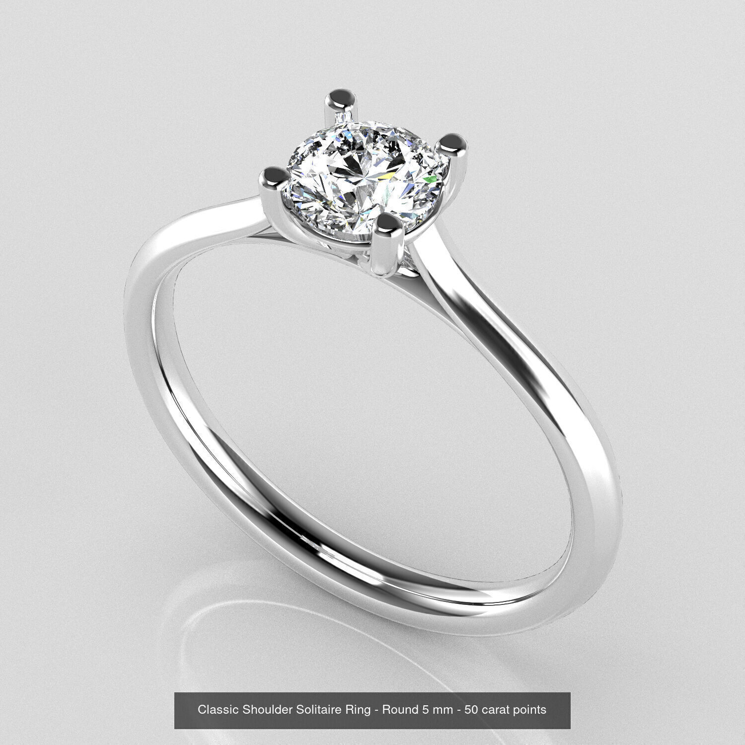 Classic Shoulder Solitaires - Round Stone 3D Model Collection _3