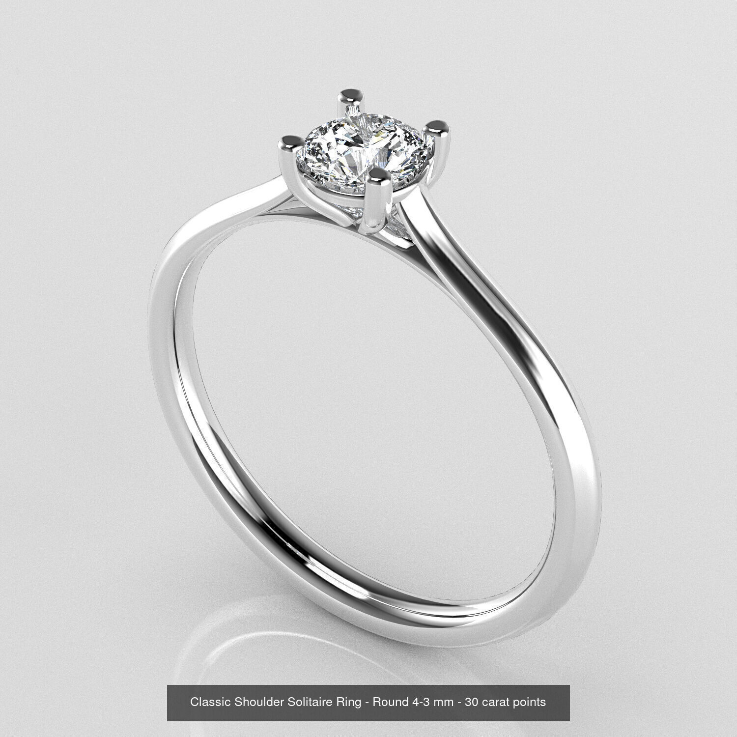 Classic Shoulder Solitaires - Round Stone 3D Model Collection _2