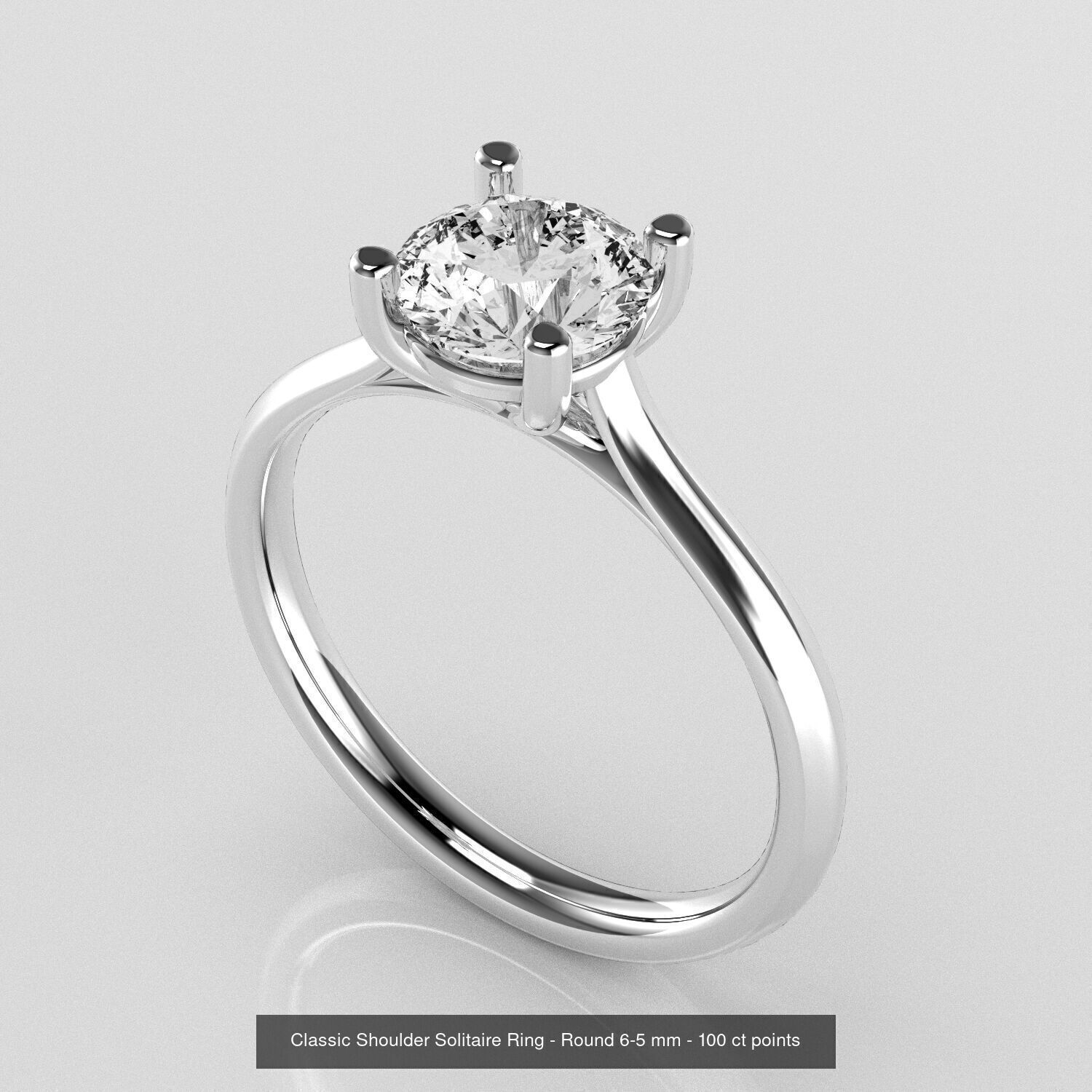 Classic Shoulder Solitaires - Round Stone 3D Model Collection _5