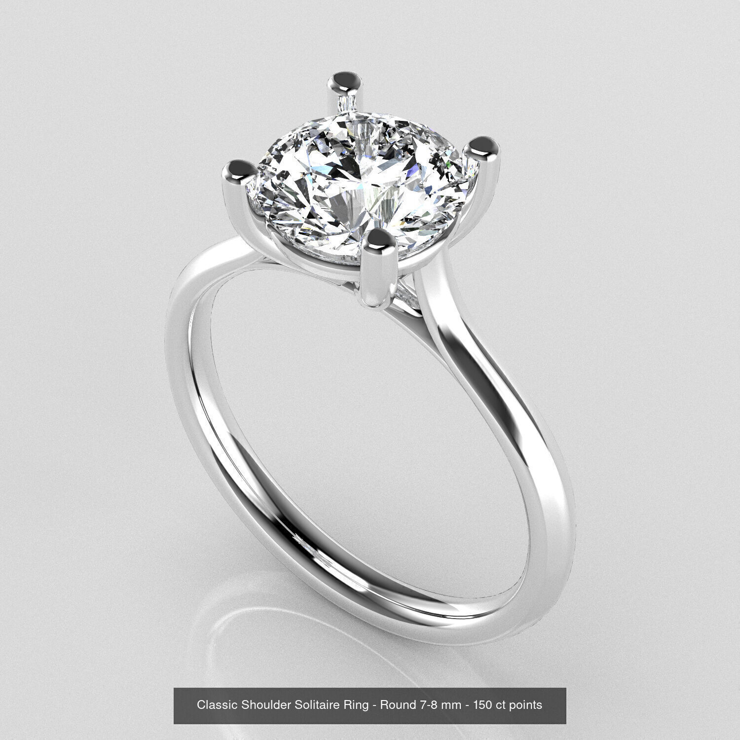 Classic Shoulder Solitaires - Round Stone 3D Model Collection _6