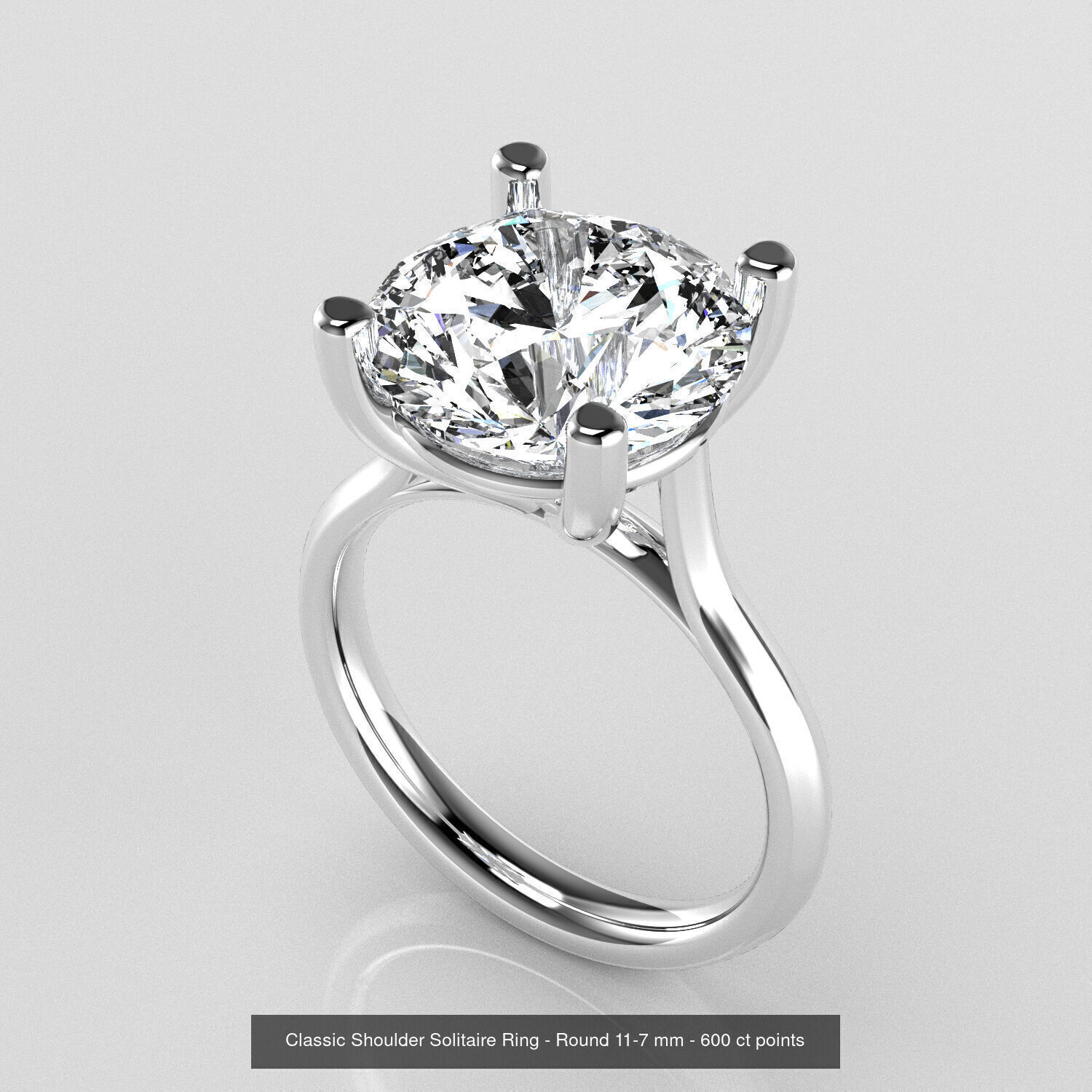 Classic Shoulder Solitaires - Round Stone 3D Model Collection _11