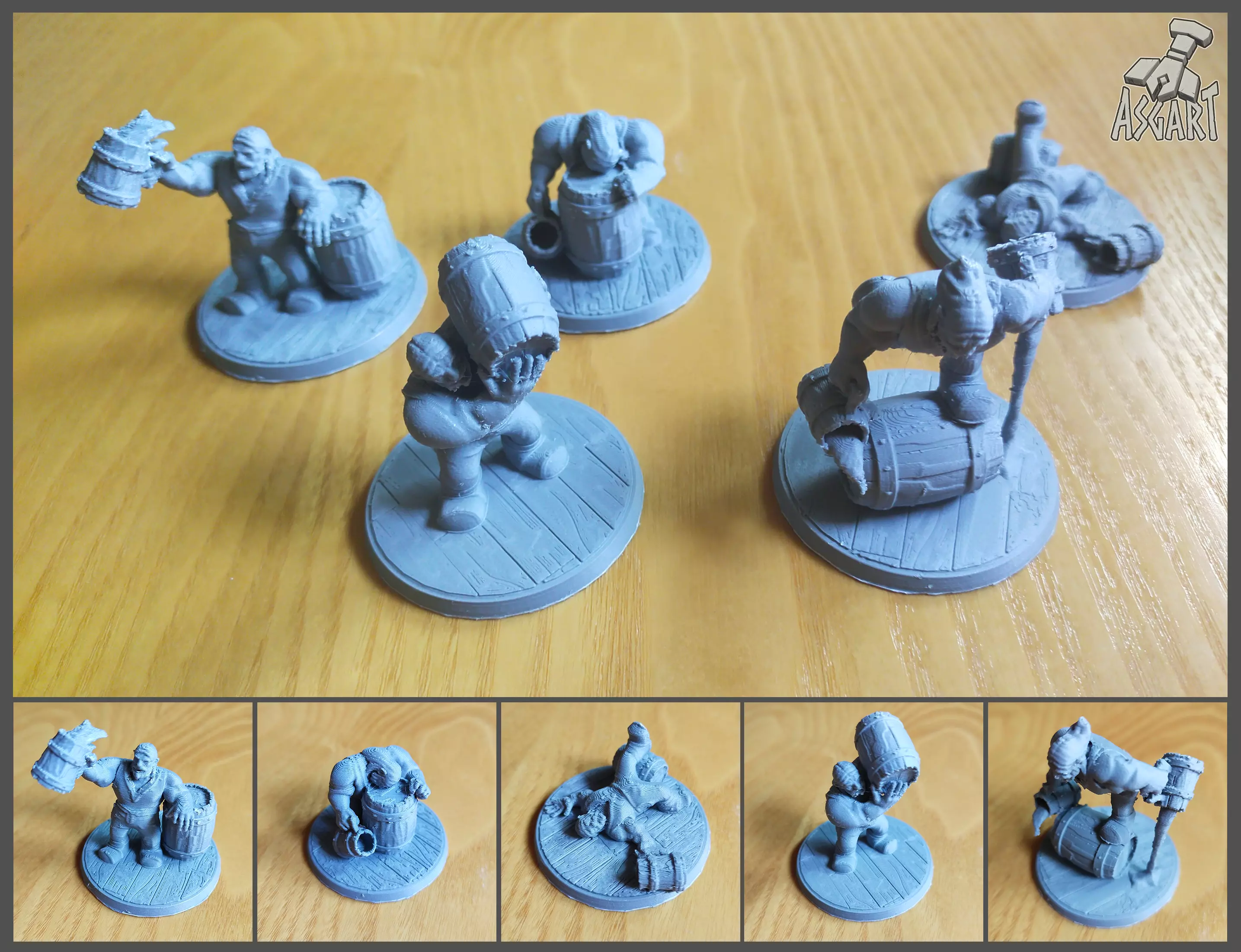 Drunken Dwarf Miniatures - 3D Printable Set x5 Poses 3D print model