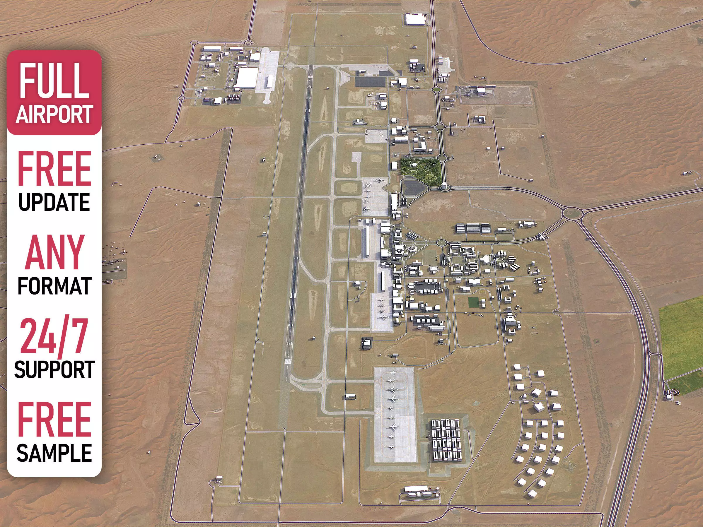 Al Ain - Airport 3D Model Low-poly 3D model