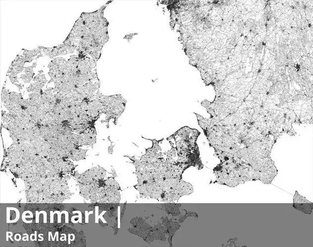 Denmark Water Roads and Buildings 8k High resolution Maps Texture