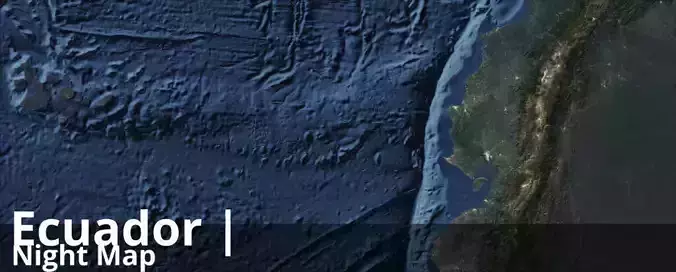 Ecuador Satellite Night and OldStyle and Lightning 10k Maps Texture