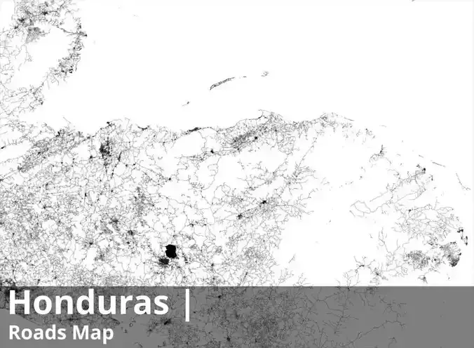 Honduras Water Roads and Buildings 8k High resolution Maps